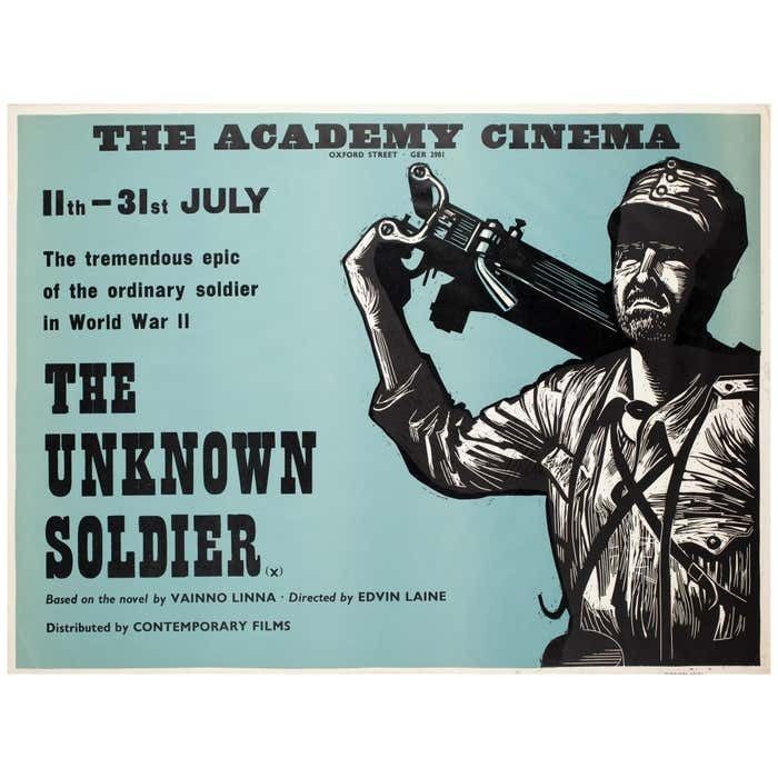 « The Unknown Soldier », affiche de cinéma UK Quad, Academy Cinema, années 1970, Strausfeld
