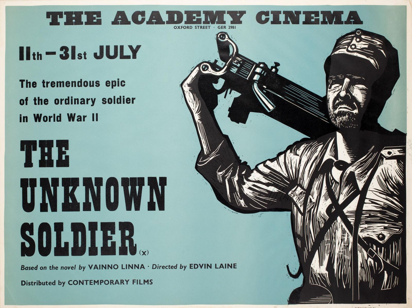 « The Unknown Soldier », affiche de cinéma UK Quad, Academy Cinema, années 1970, Strausfeld photo furniture