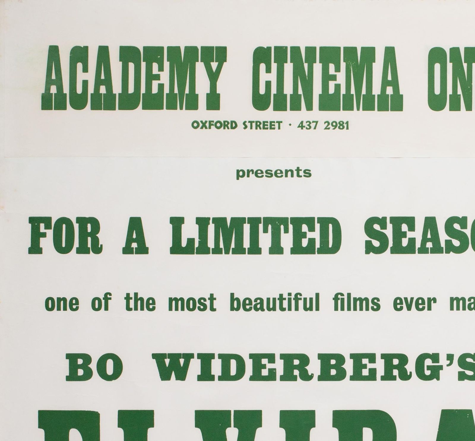 Elvira Madigan 1968 Academy Cinema Uk Quad Film Movie Poster, Strausfeld. photo Art