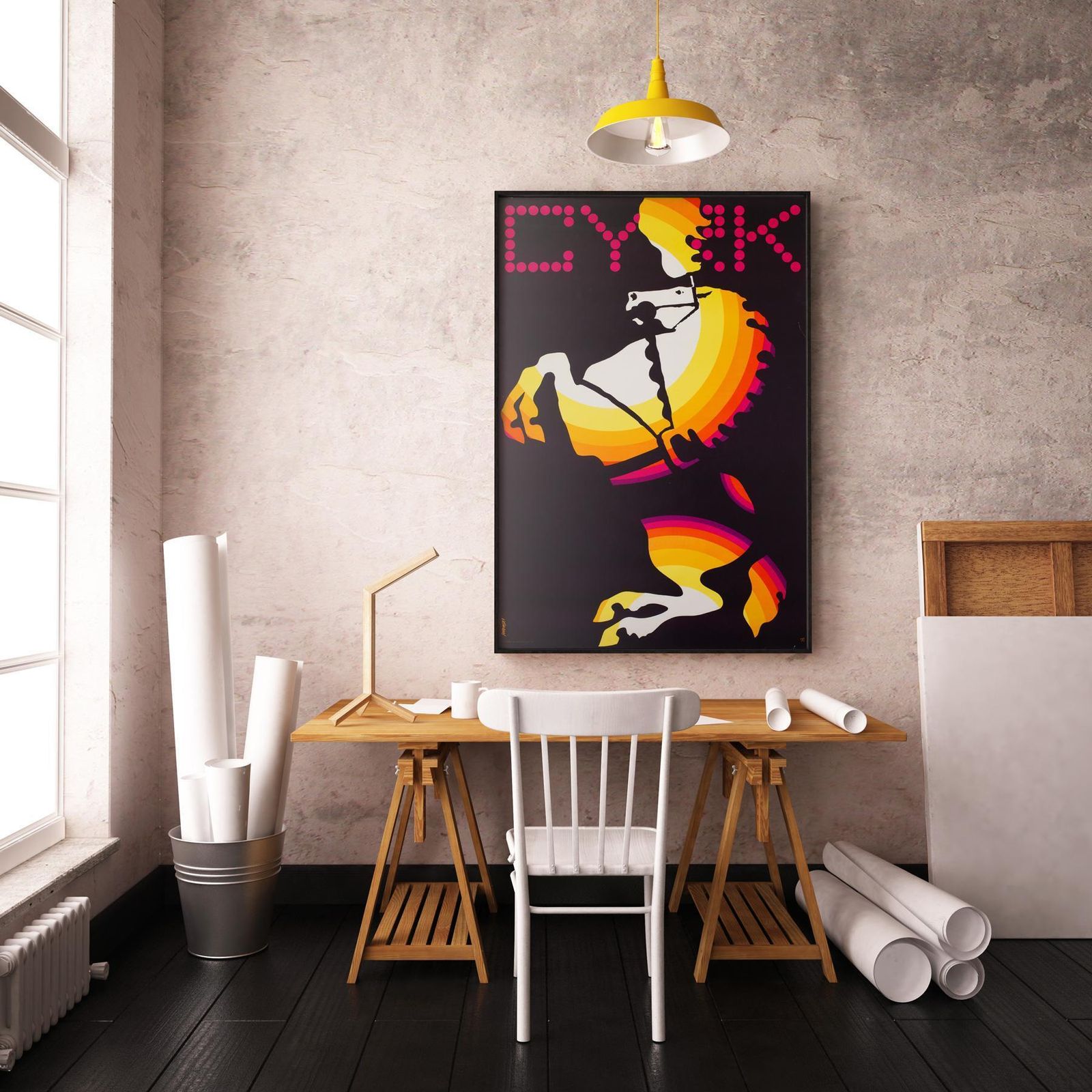Cyrk Rainbow Rearing Horse 1969, Janowski. photo furniture