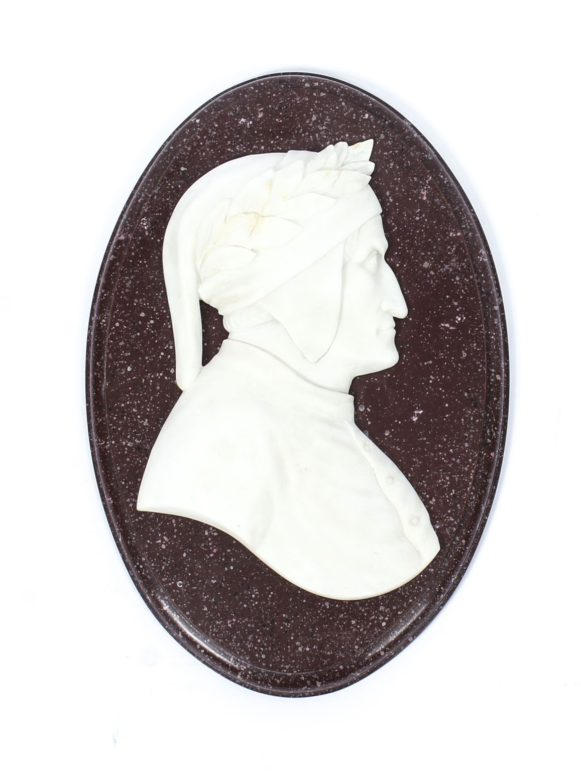 Antique Pair Italian Marble Profile Plaques Of Virgil & Dante 19th Century photo furniture