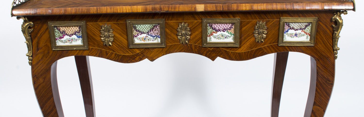 Antique French Ormolu & Sevres Mounted King Wood Writing Table 18th C photo vinterior