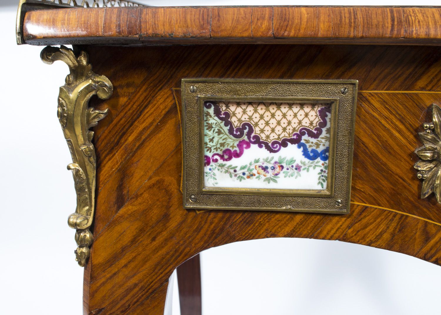 Antique French Ormolu & Sevres Mounted King Wood Writing Table 18th C photo buy