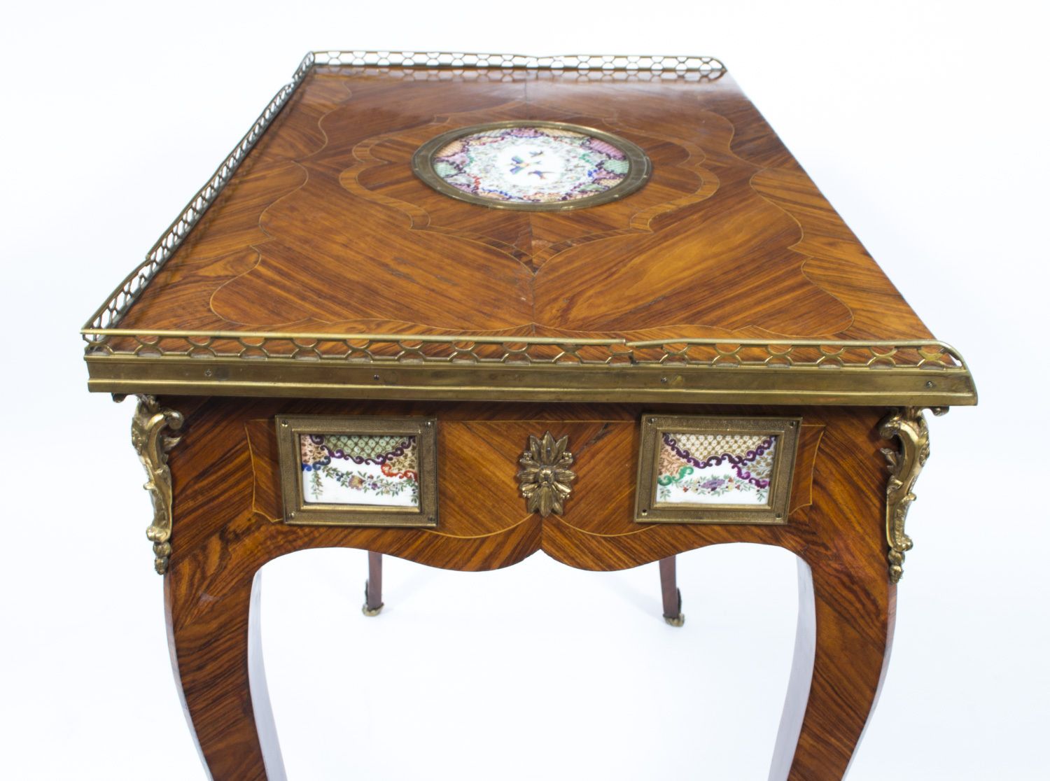 Furniture Antique French Ormolu & Sevres Mounted King Wood Writing Table 18th C photo