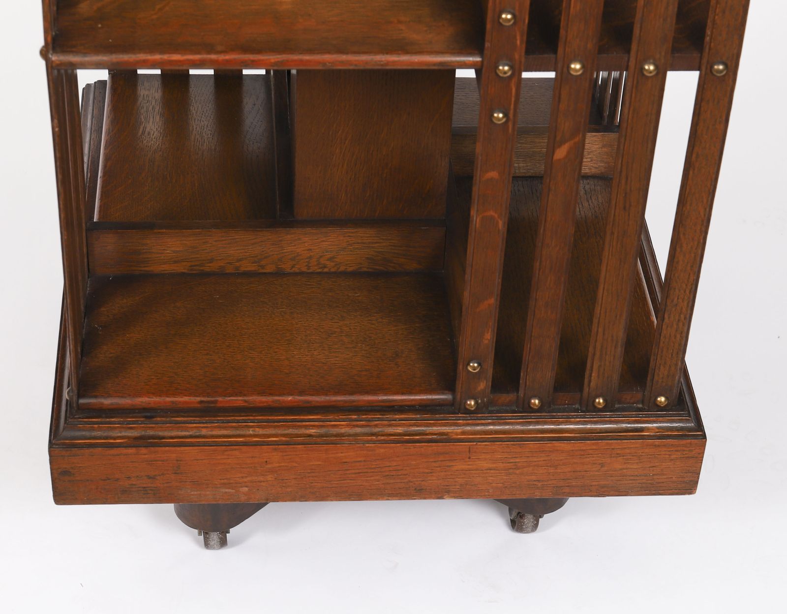 English Victorian Oak Revolving Bookcase Circa 1890 photo vintage