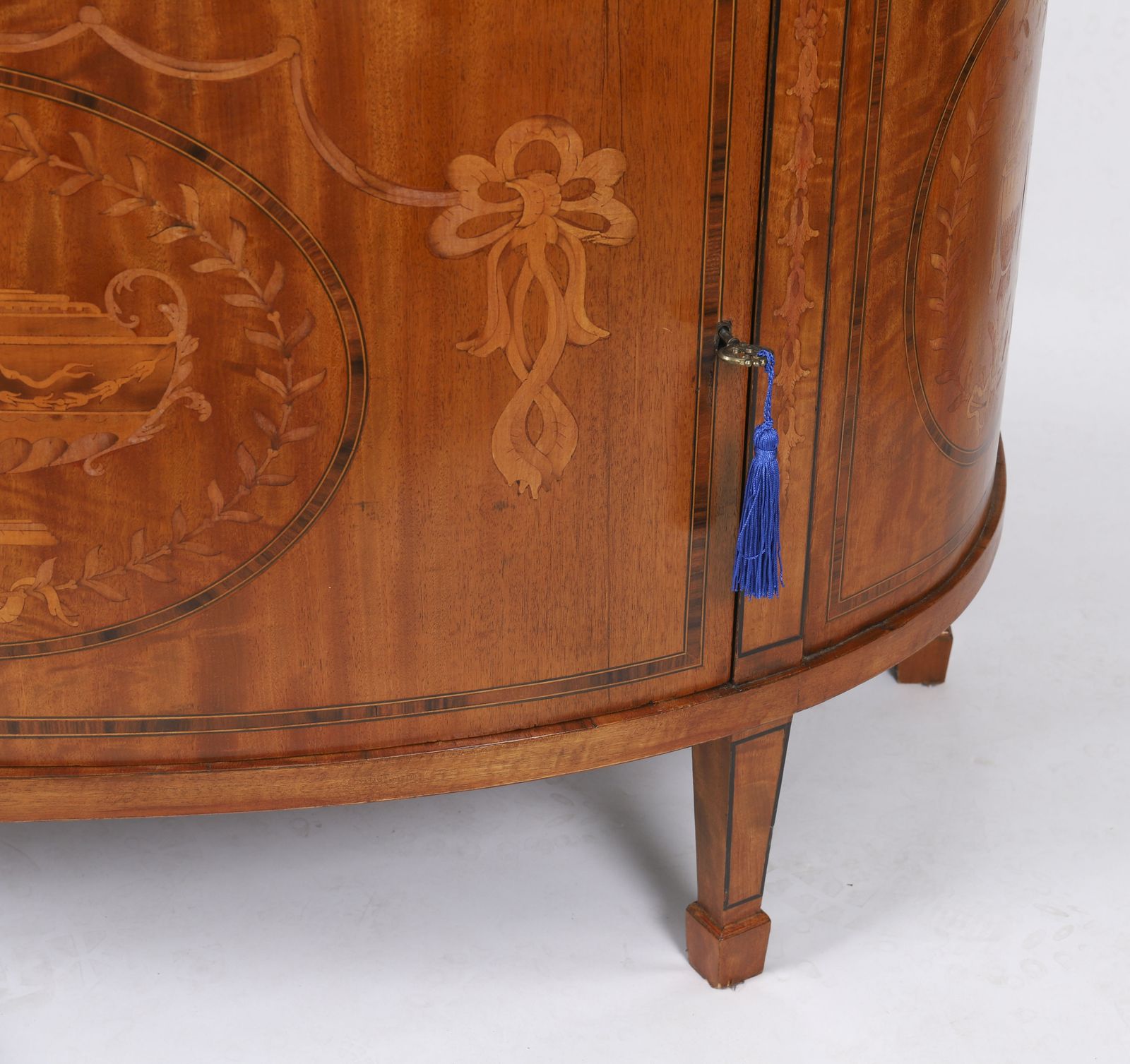 English Sheraton Revival Satinwood And Marquetry Cabinet  Circa 1900 photo 2950.0