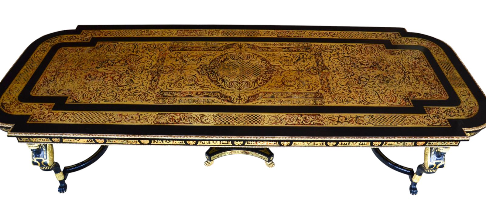 Vintage 12ft 6" Ebonised Cut Brass Boulle Dining Conference Table  20th C photo Furniture
