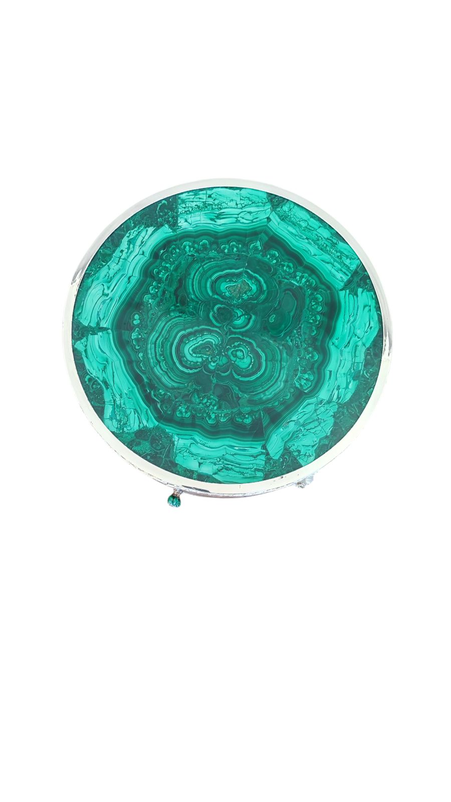 Antique Pair French Thuya Malachite & Silvered Bronze Occasional Tables 20th C photo for sale