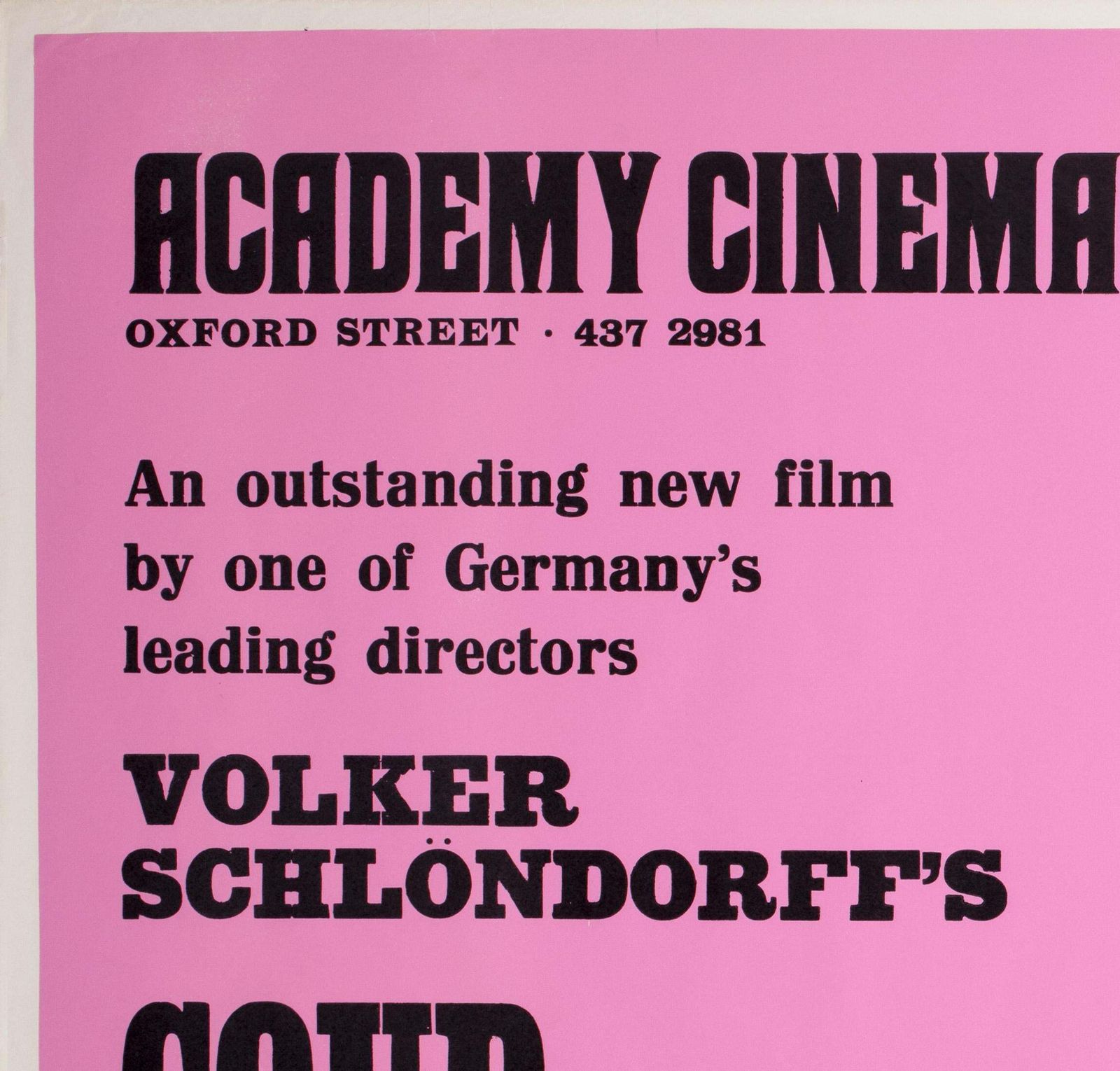 Affiche de cinéma Coup De Grace 1974, London UK Quad, Strausfeld. photo Art