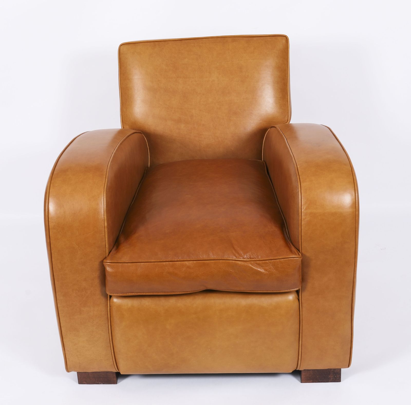 Bespoke English Handmade Art Deco Leather Arm Chair  Bruciato Colour