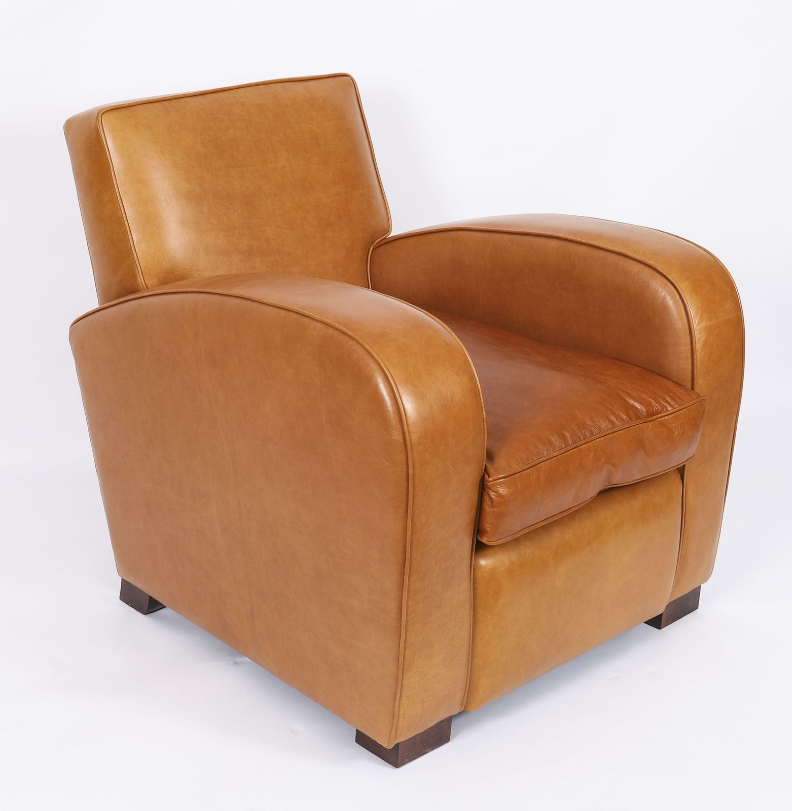 Bespoke English Handmade Art Deco Leather Arm Chair  Bruciato Colour photo furniture