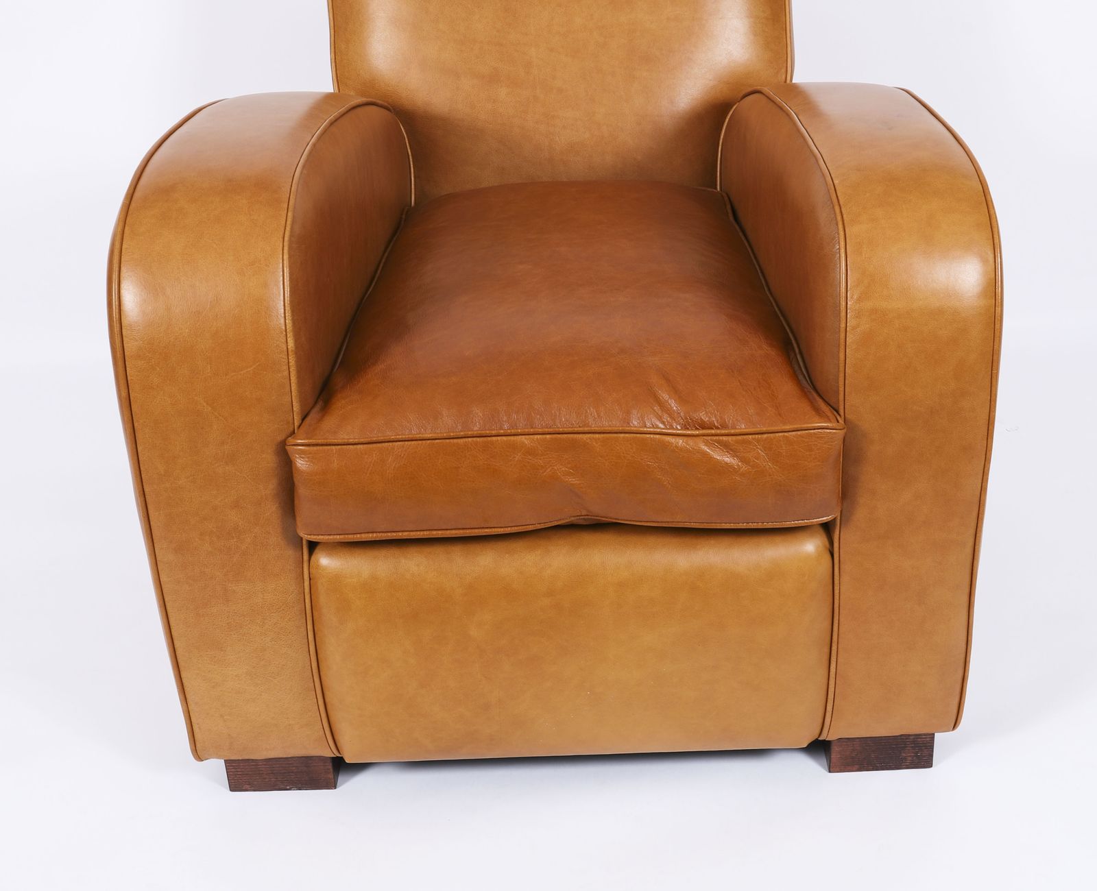 Bespoke English Handmade Art Deco Leather Arm Chair  Bruciato Colour photo Furniture