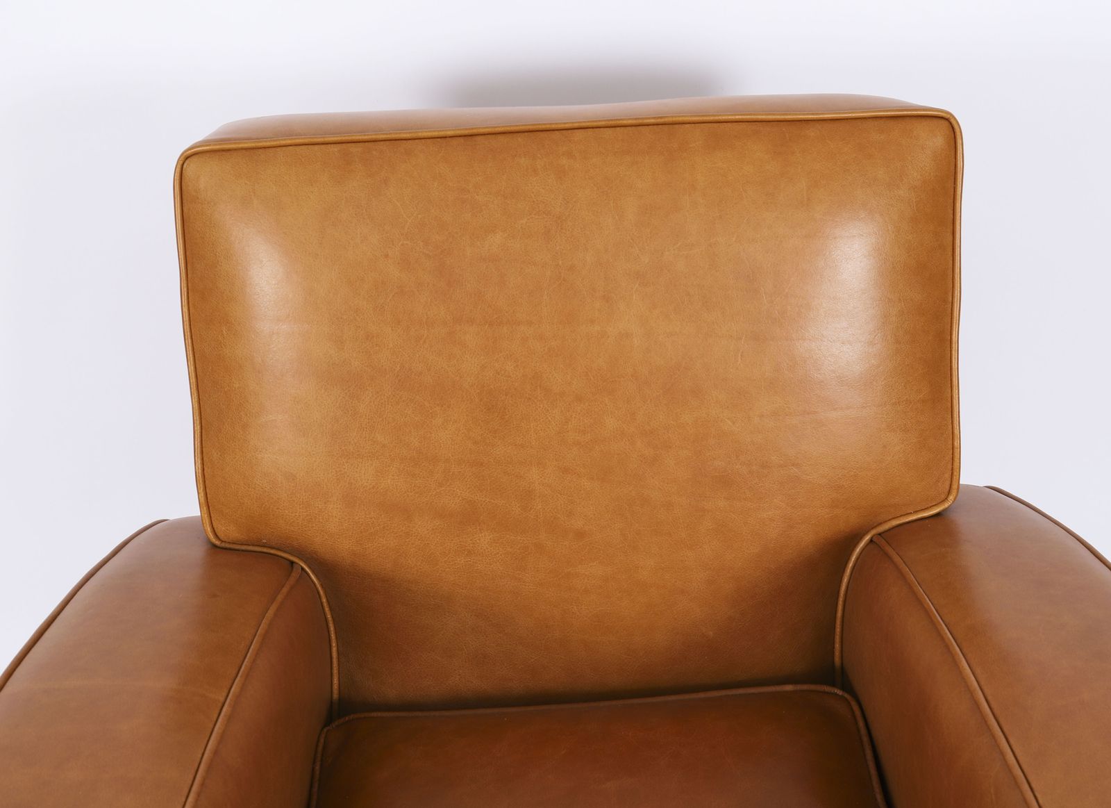 Bespoke English Handmade Art Deco Leather Arm Chair  Bruciato Colour photo buy