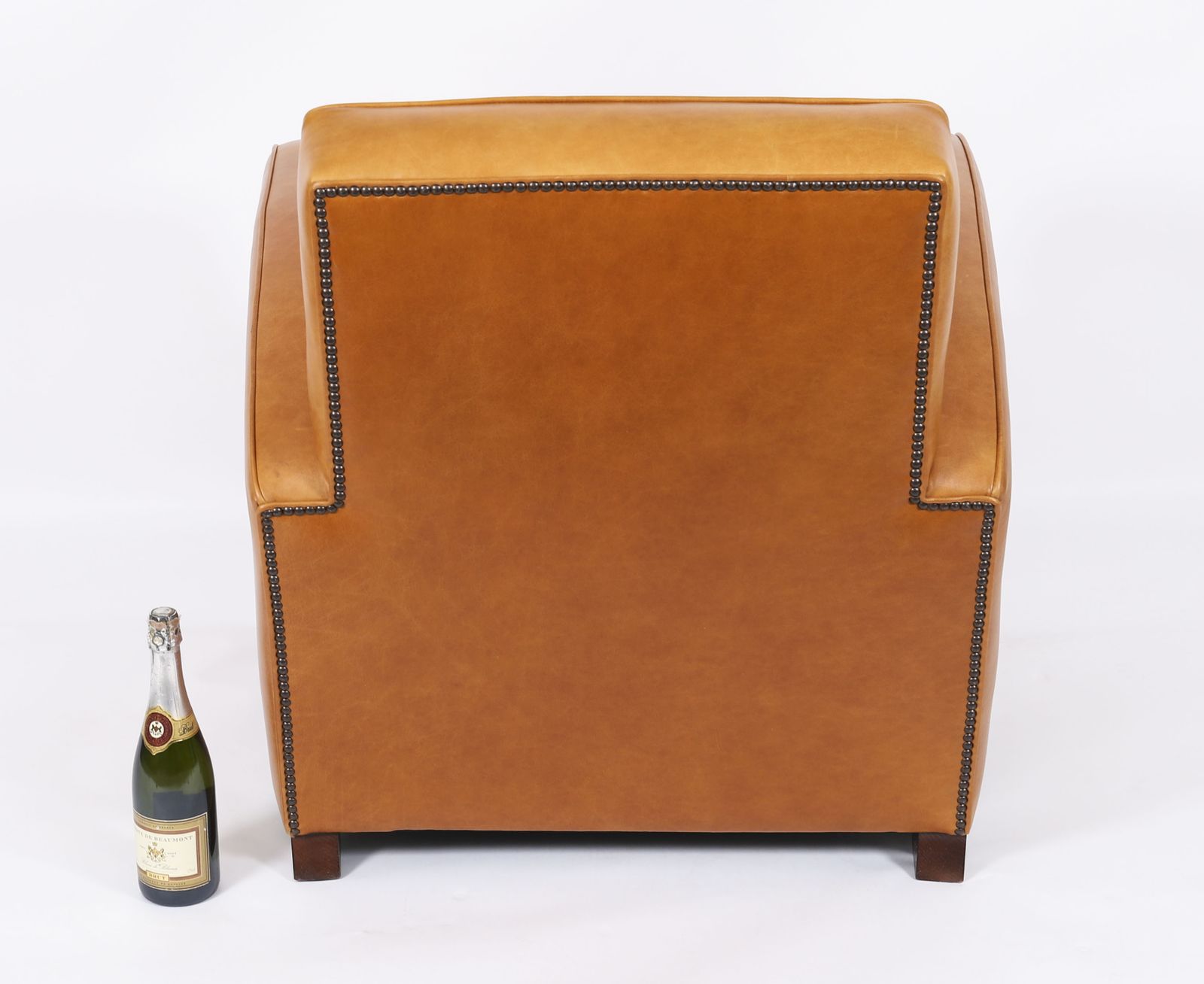 Furniture Bespoke English Handmade Art Deco Leather Arm Chair  Bruciato Colour photo