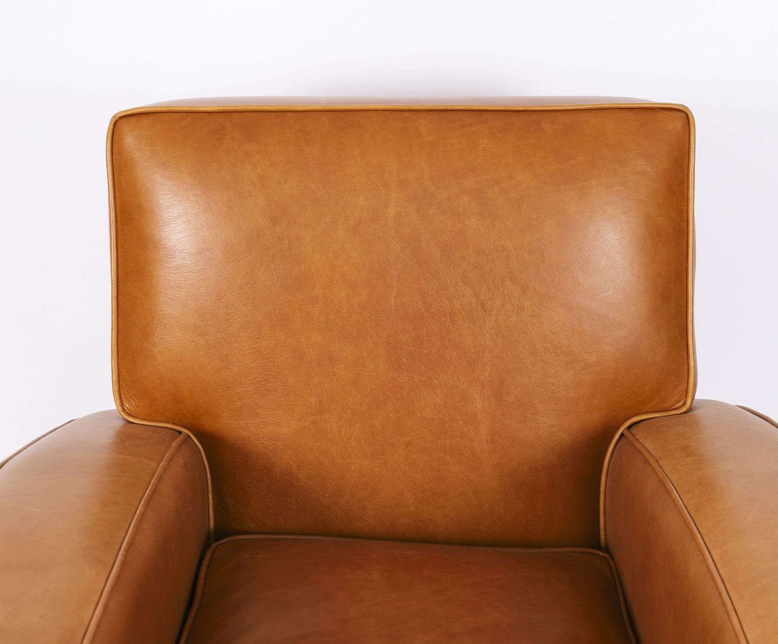 Bespoke Pair English Handmade Art Deco Leather Arm Chairs Bruciato photo buy