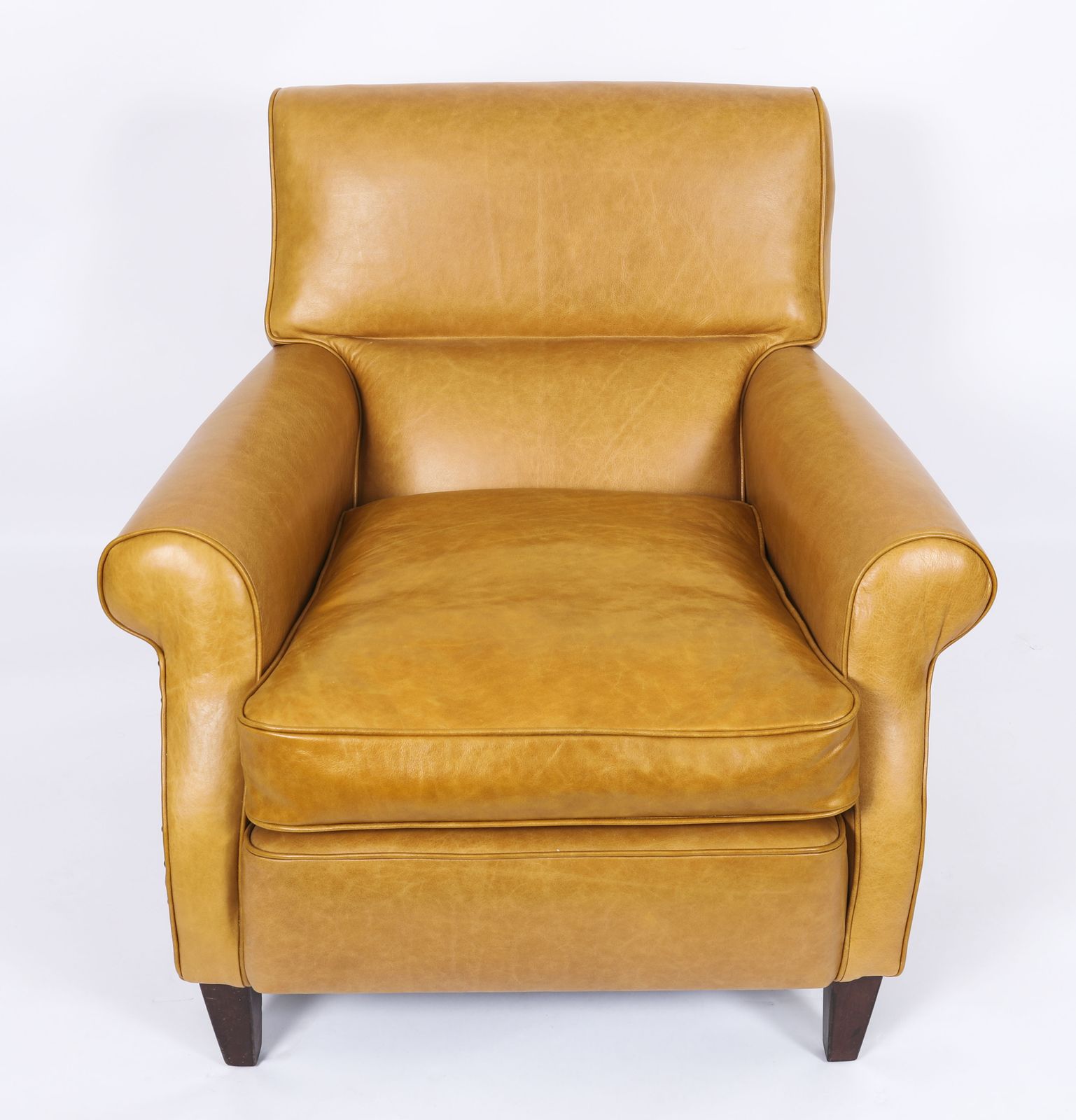 English Art Deco Club Leather Armchair Caramel Tan, Circa 1930 photo furniture