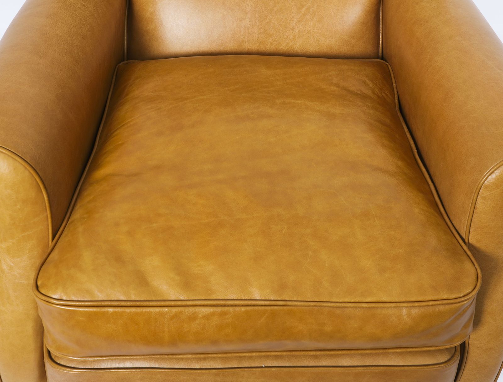 English Art Deco Club Leather Armchair Caramel Tan, Circa 1930 photo for sale