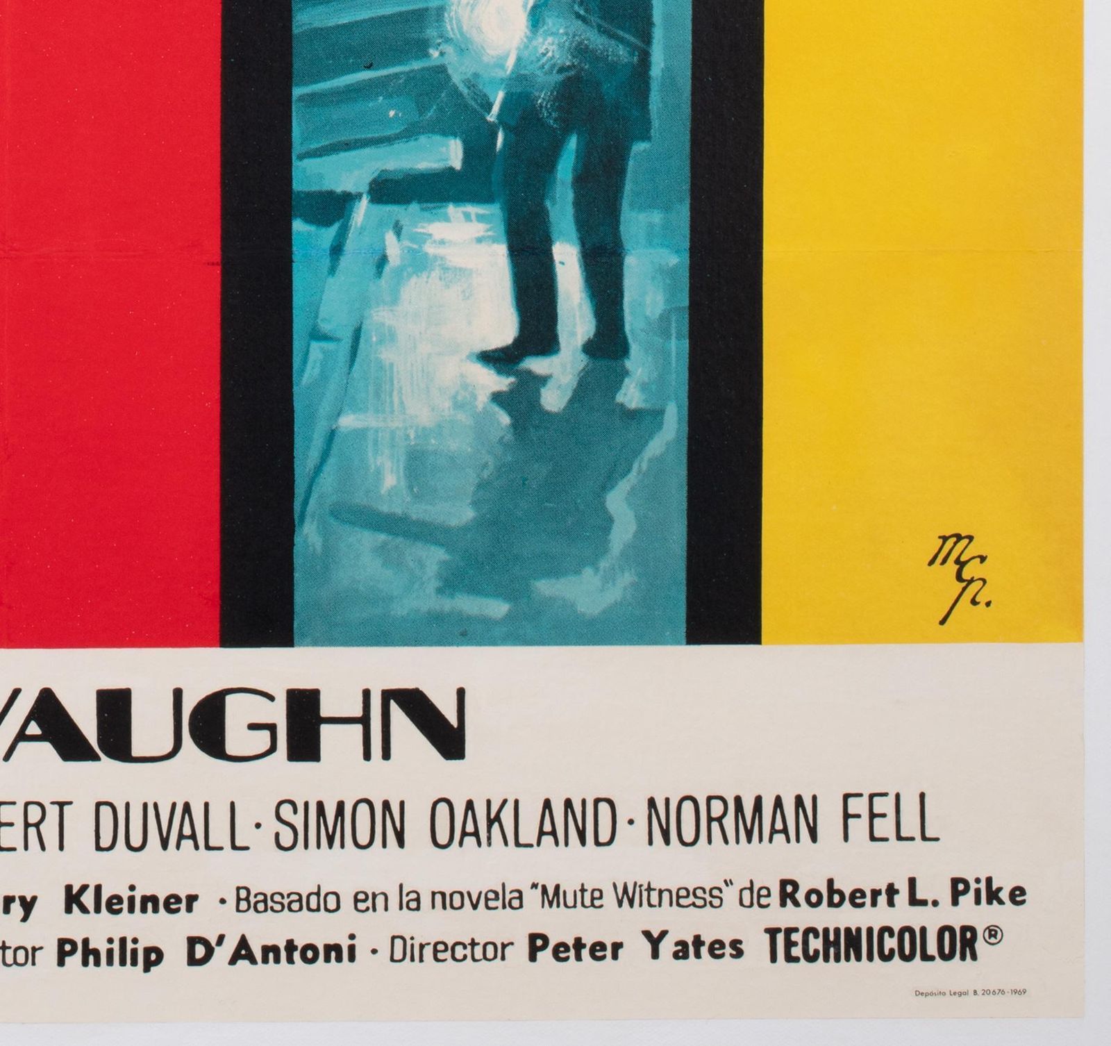 Affiche de cinéma espagnole Bullitt 1969, Steve McQueen, marouflée sur toile de lin. photo vintage