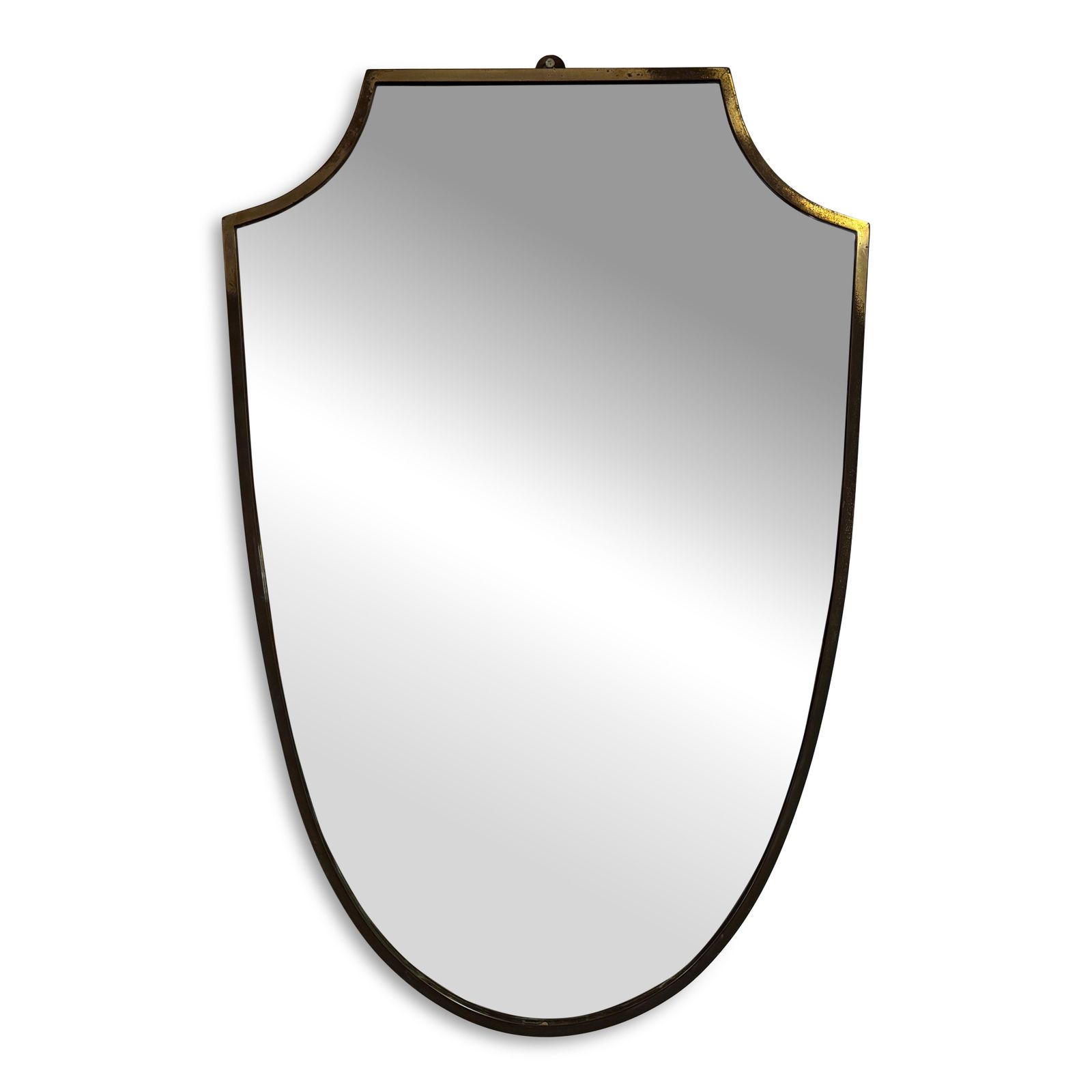 1950s Italian Brass Shield Shape Mirror