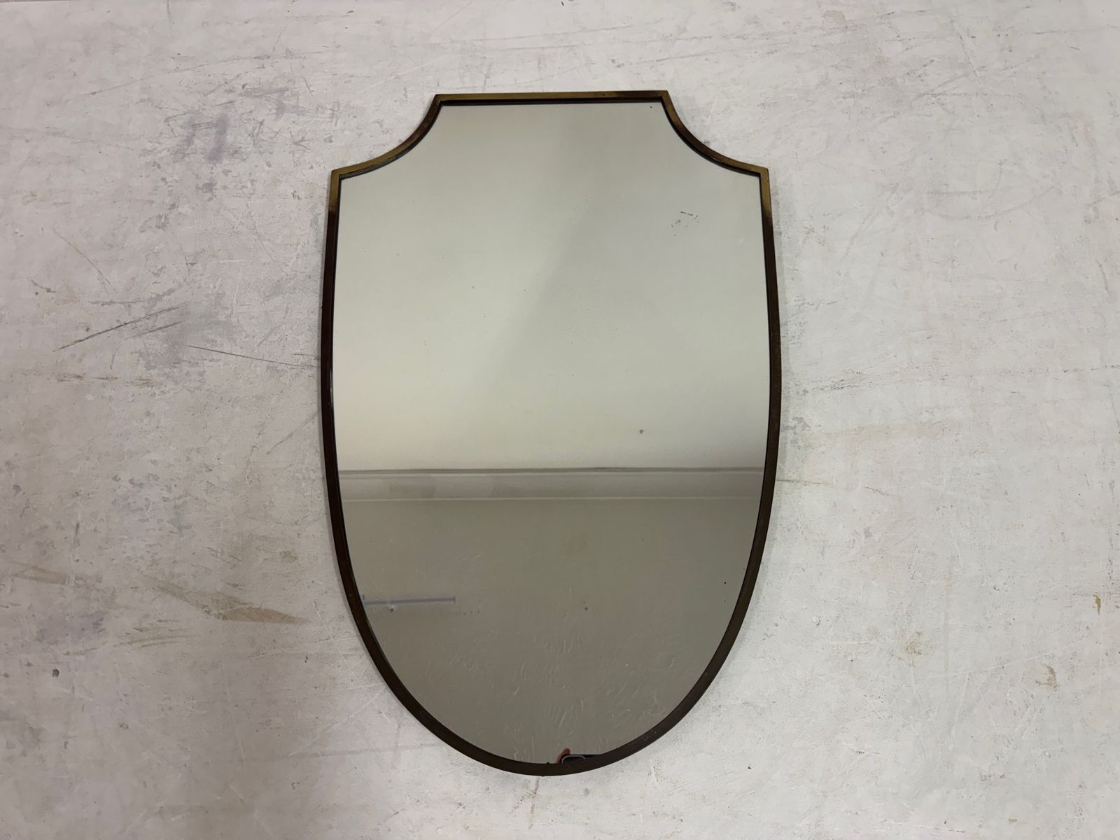 1950s Italian Brass Shield Shape Mirror photo furniture