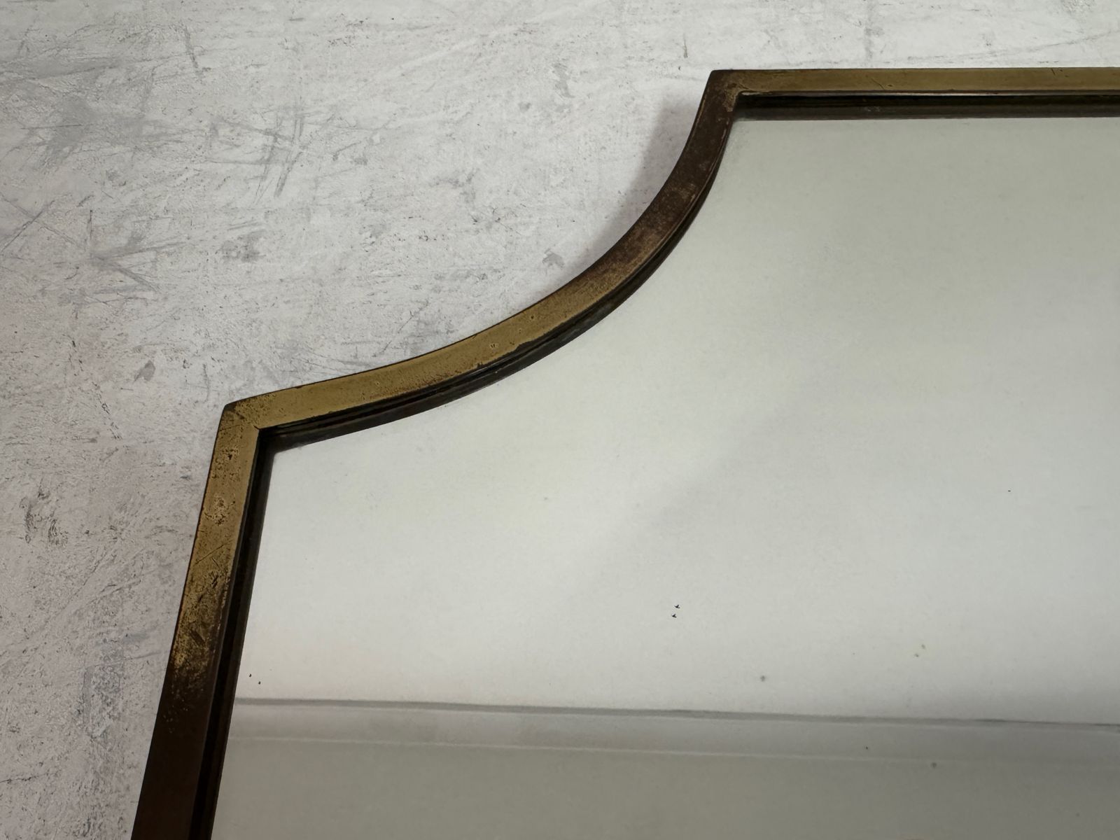1950s Italian Brass Shield Shape Mirror photo vintage