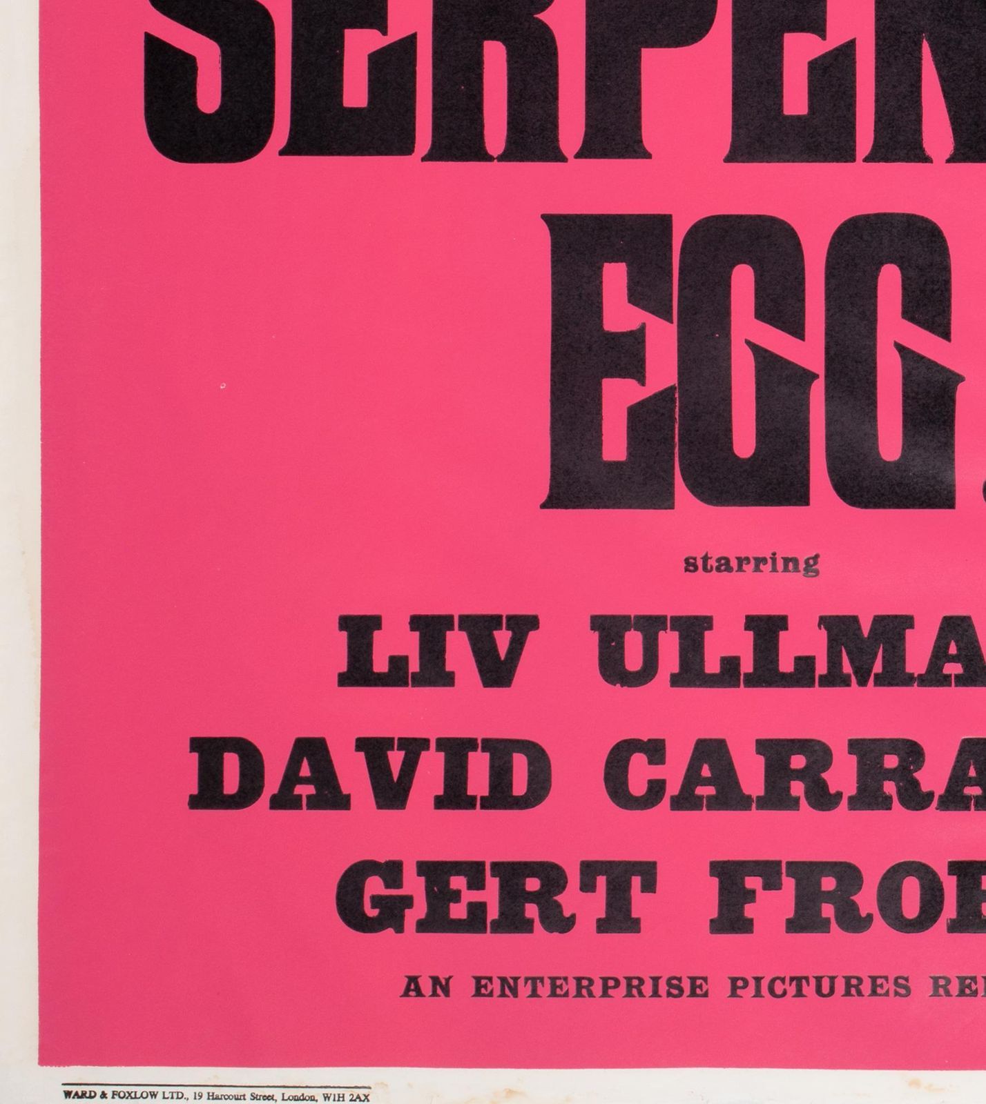 « The Serpent's Egg », affiche de cinéma Academy Cinema UK Quad, 1978, Strausfeld. photo vinterior