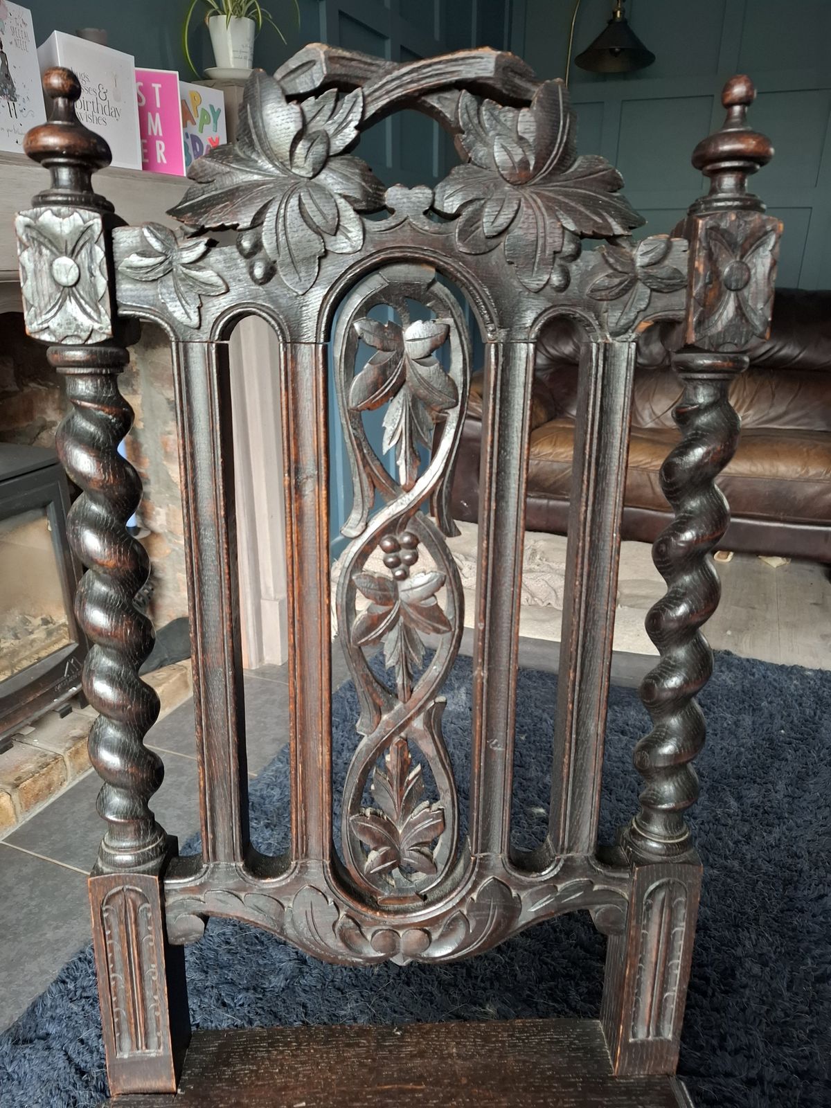 Late Victorian Barley Twist Oak Chair photo furniture