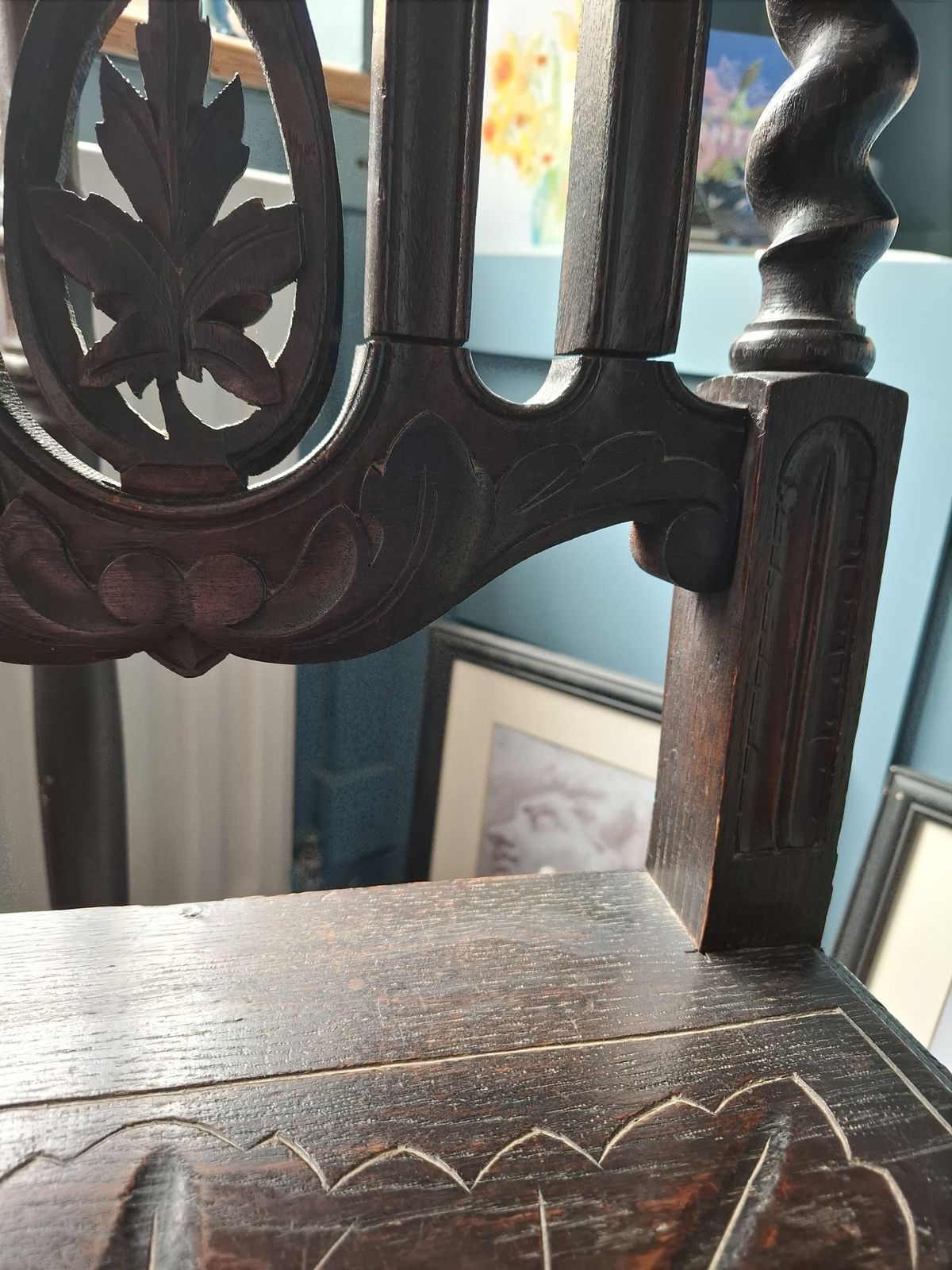 Late Victorian Barley Twist Oak Chair photo Furniture