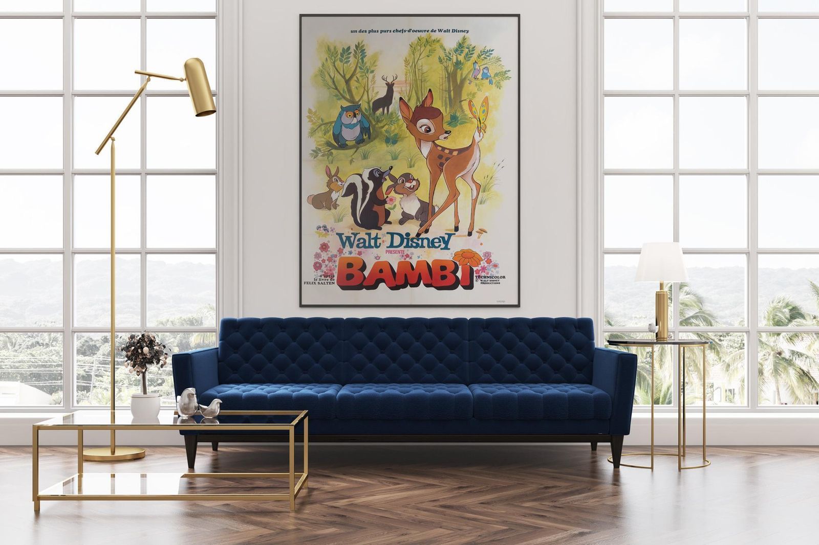 Bambi 1960s French Grande Film Movie Poster, Disney. photo furniture
