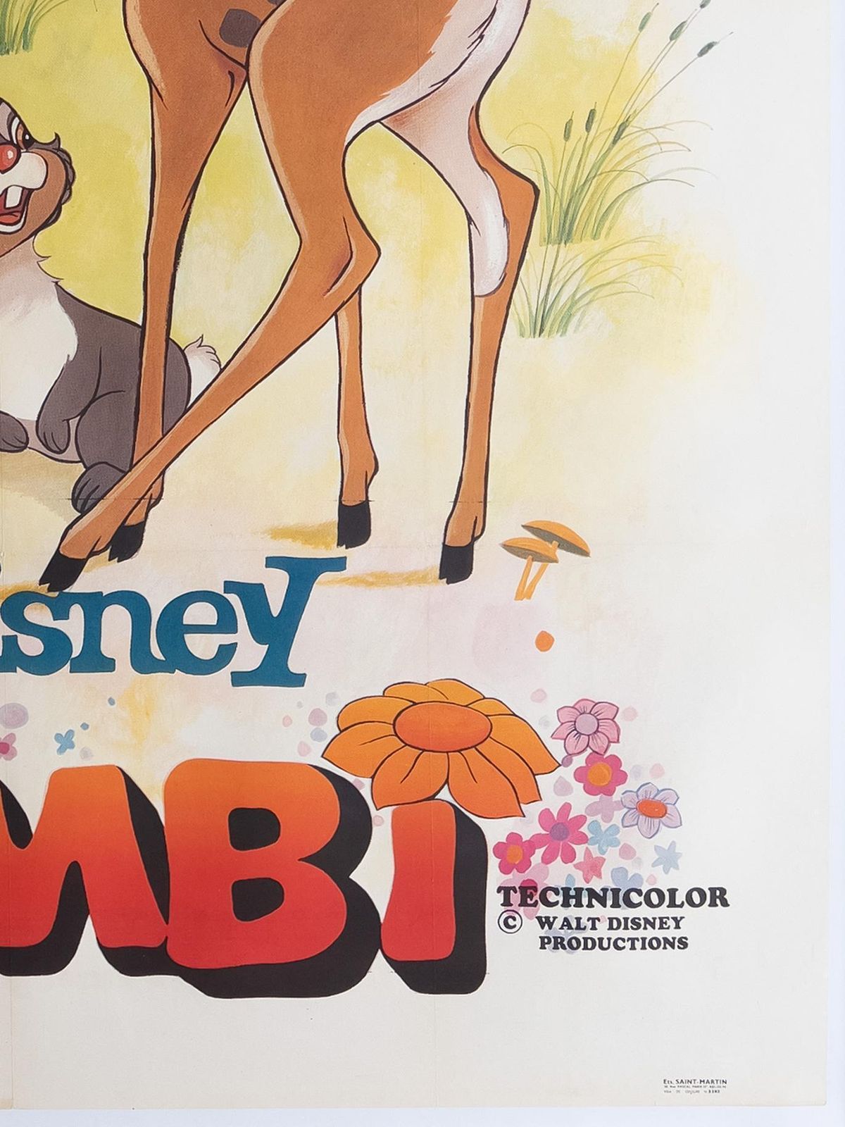 Bambi 1960s French Grande Film Movie Poster, Disney. photo vinterior