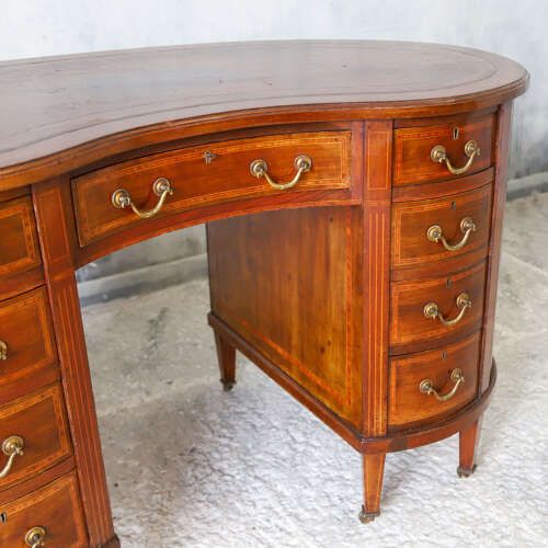 photo furniture Late 18th/Early 19th‑Century English Sheraton Revival Kidney Desk   Original Leather Top