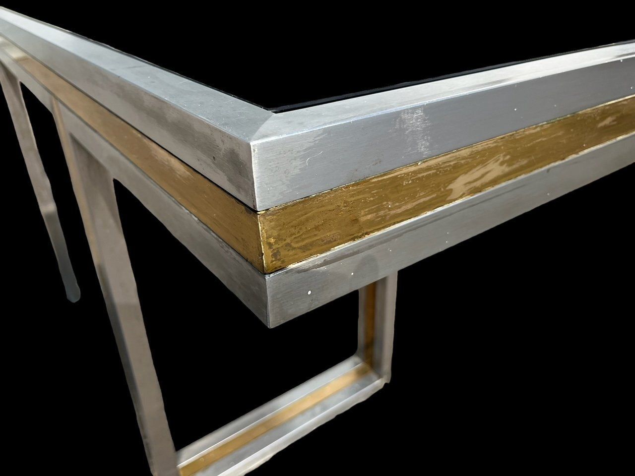 photo furniture Italian Steel And Brass Console Table, 1970s