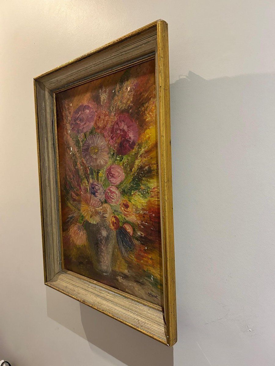 R Poirot, Bouquet, 1950s, Oil On Canvas photo buy