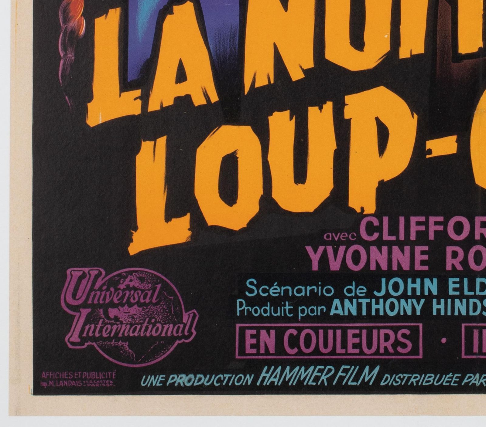 Affiche française Moyenne du film The Curse Of The Werewolf, 1961, Guy Gerard Noel. photo buy