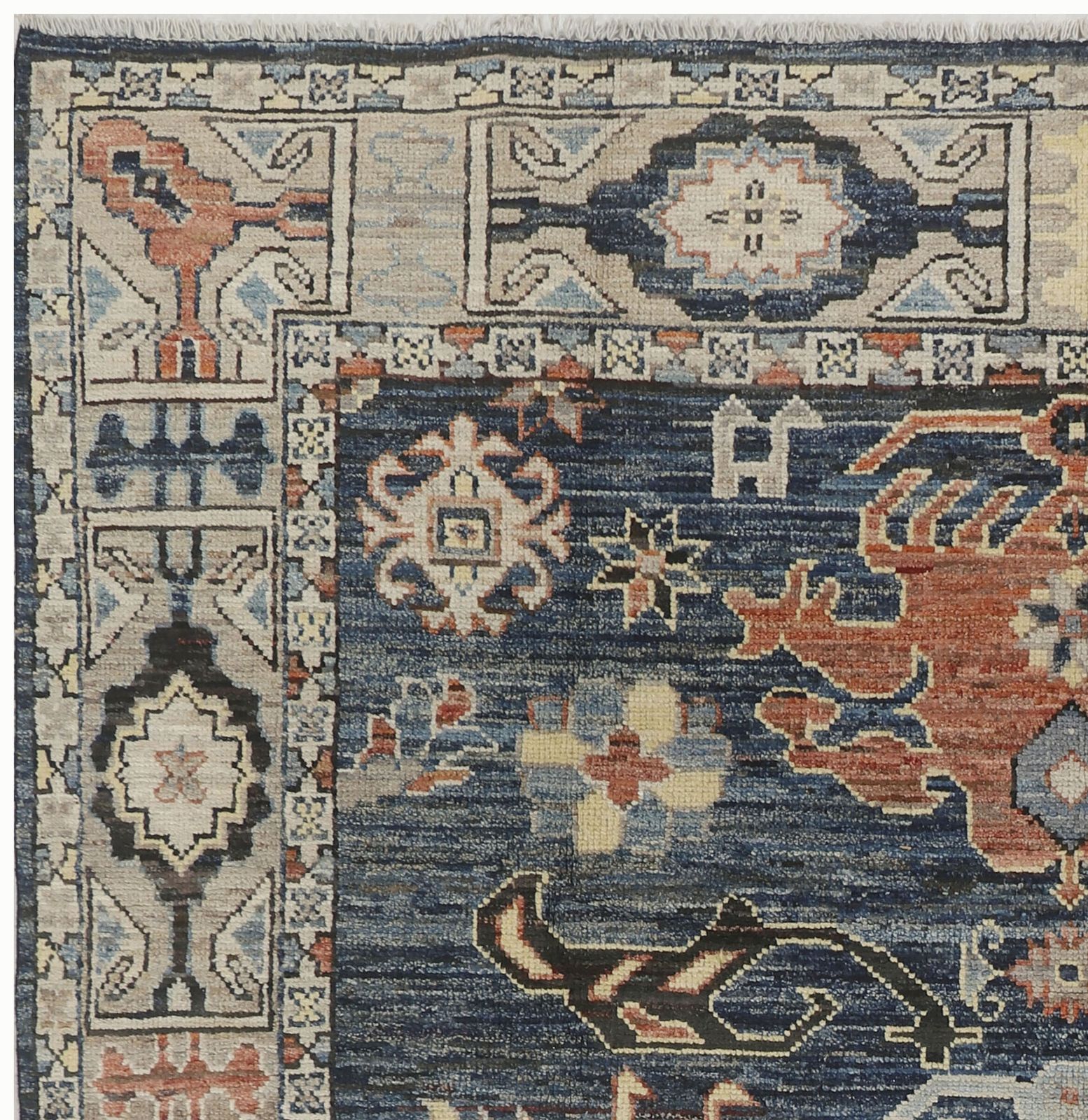 Oushak Handmade Turkish Tribal Animal Motif Distressed Wool Rug photo for sale