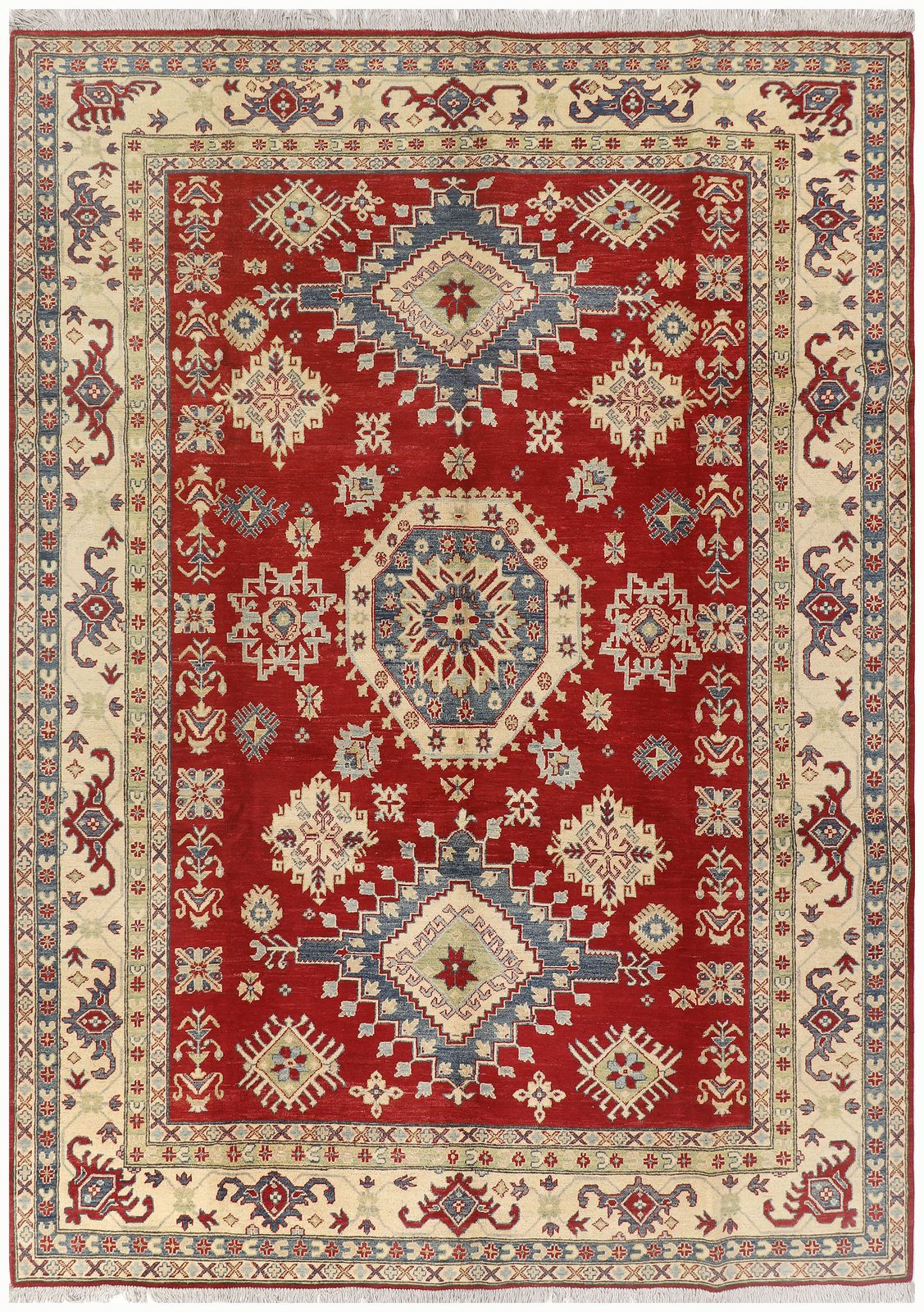 Kazak Afghan Red Hand Knotted Large Area Rug 250 X 347 Cm