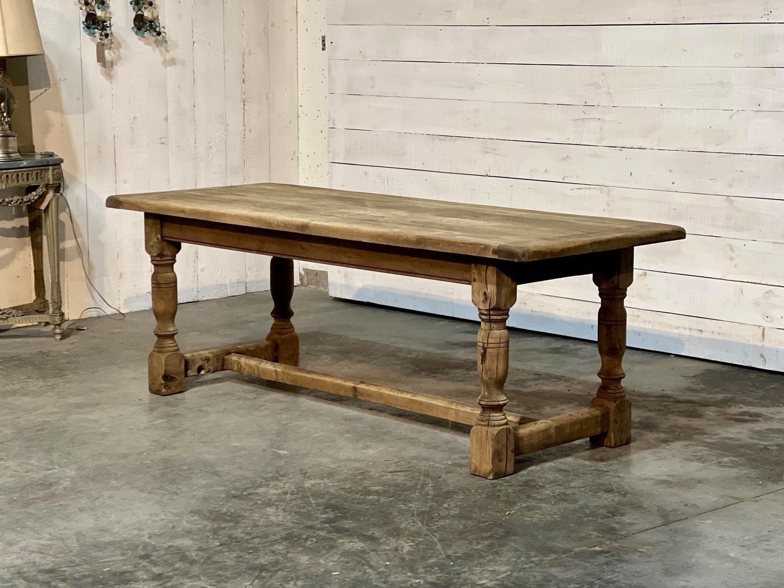 Quality Bleached Oak Farmhouse Dining Table photo for sale