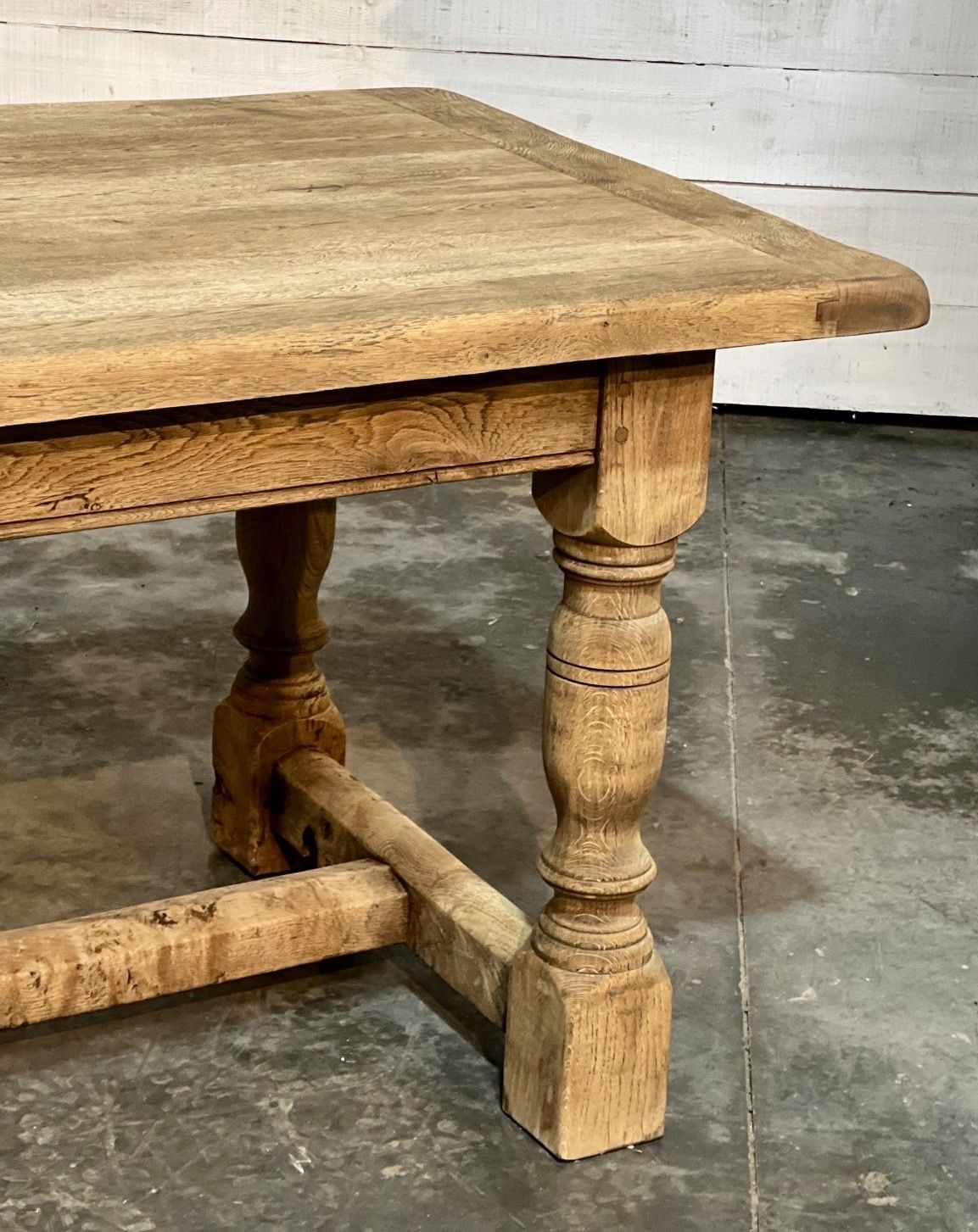 Furniture Quality Bleached Oak Farmhouse Dining Table photo