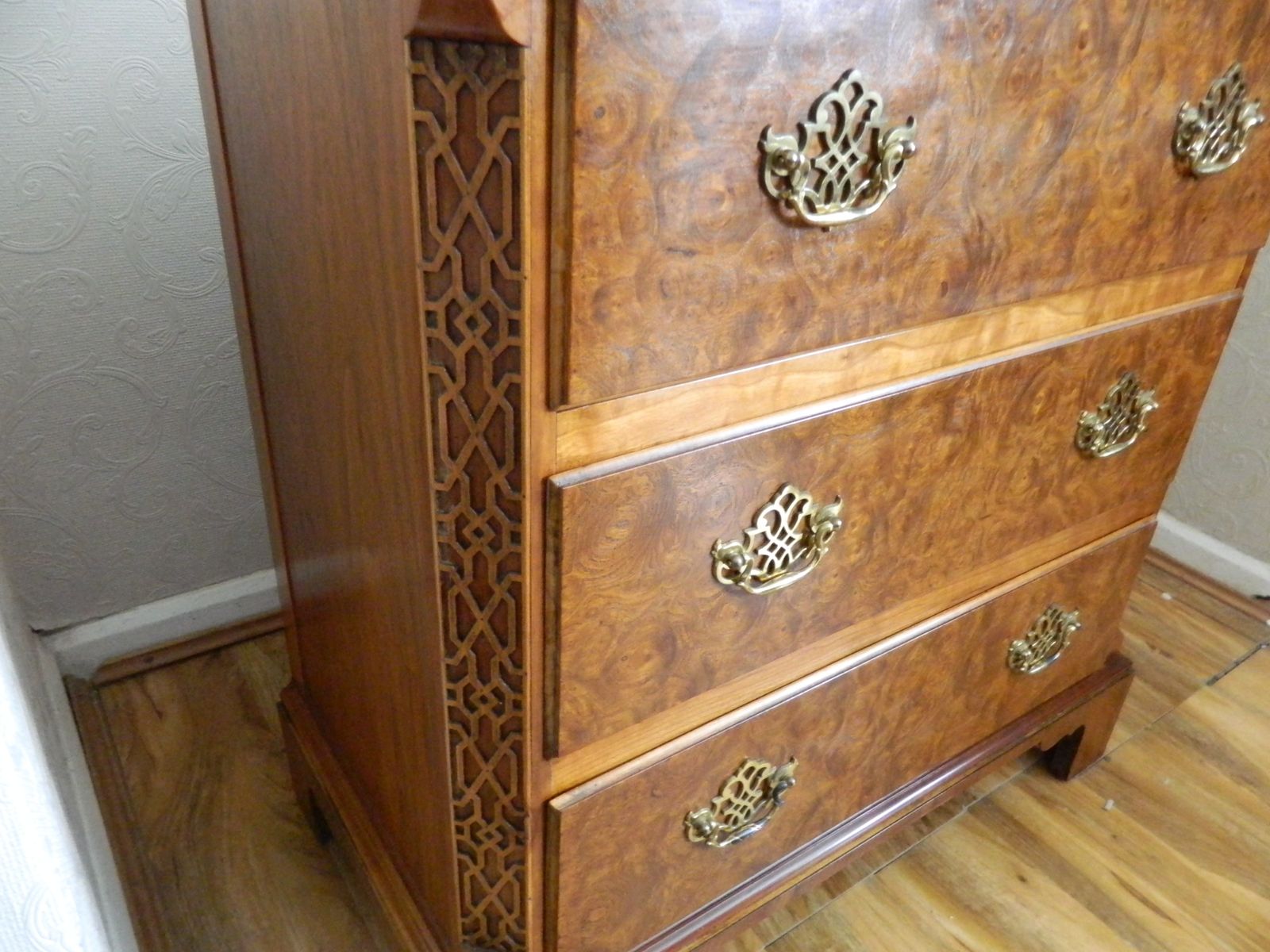 Baker Furniture Walnut Chest Of Drawers Chippendale Style photo 397.0