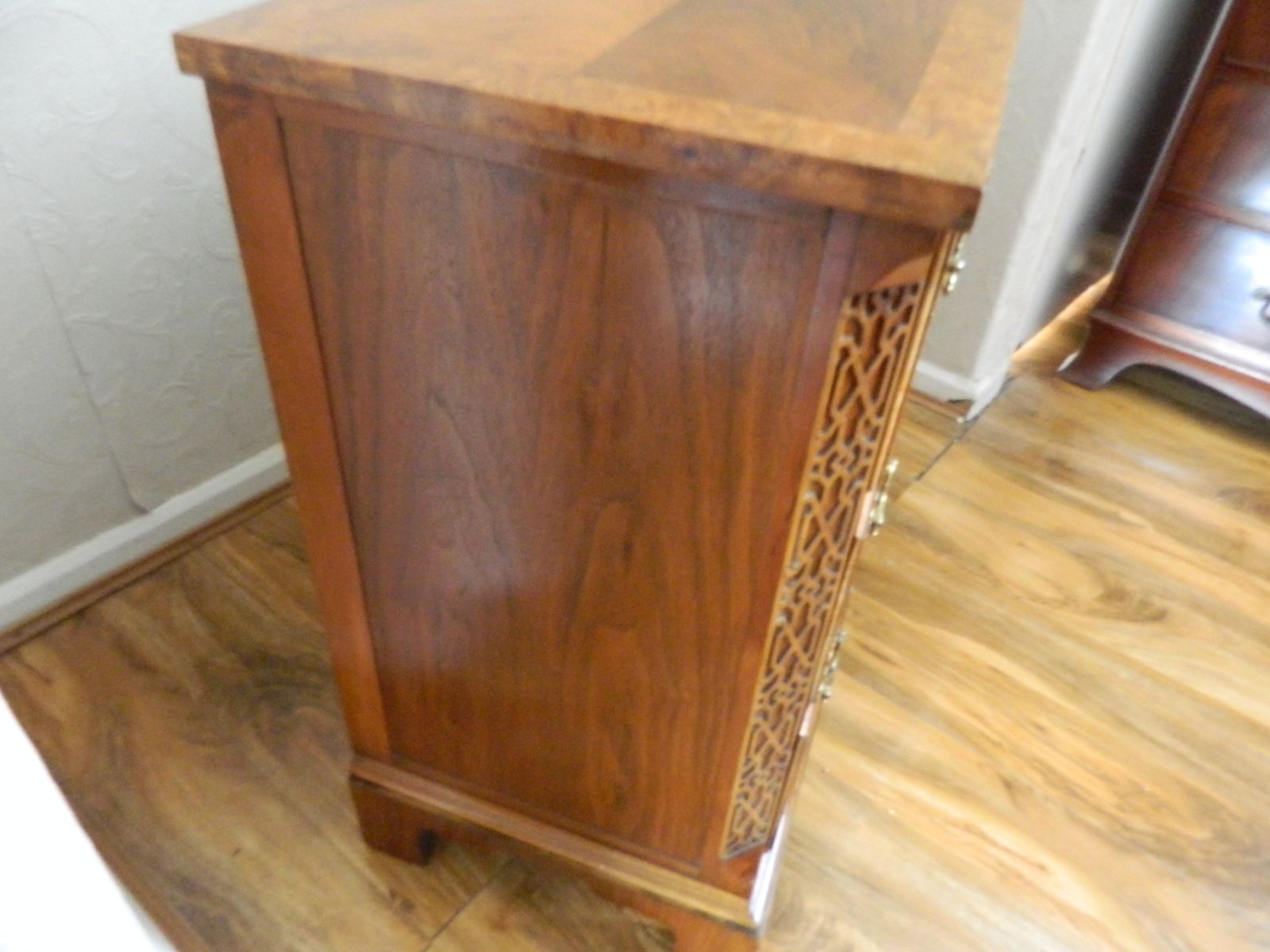 Baker Furniture Walnut Chest Of Drawers Chippendale Style photo vinterior