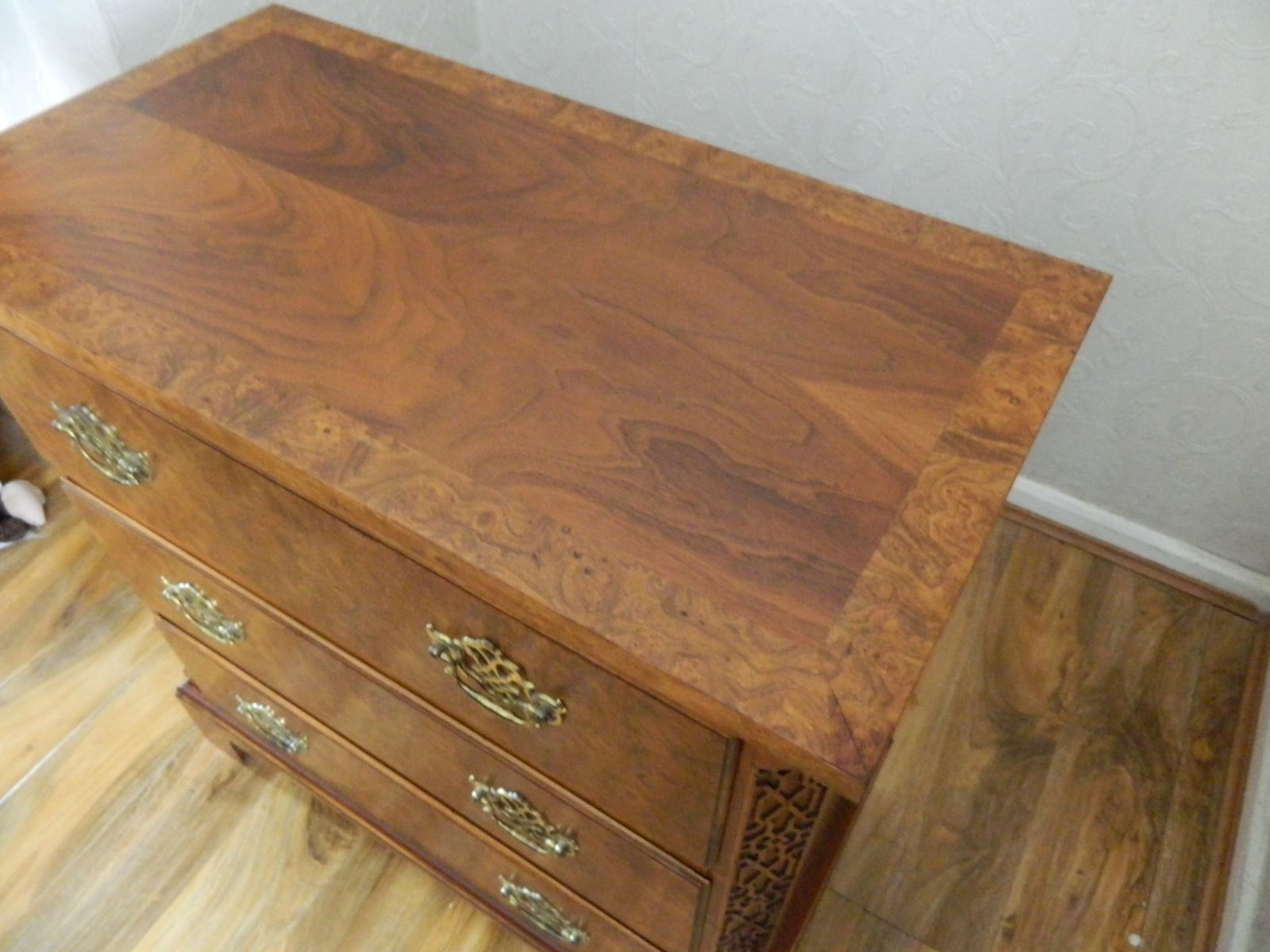 Baker Furniture Walnut Chest Of Drawers Chippendale Style photo vintage