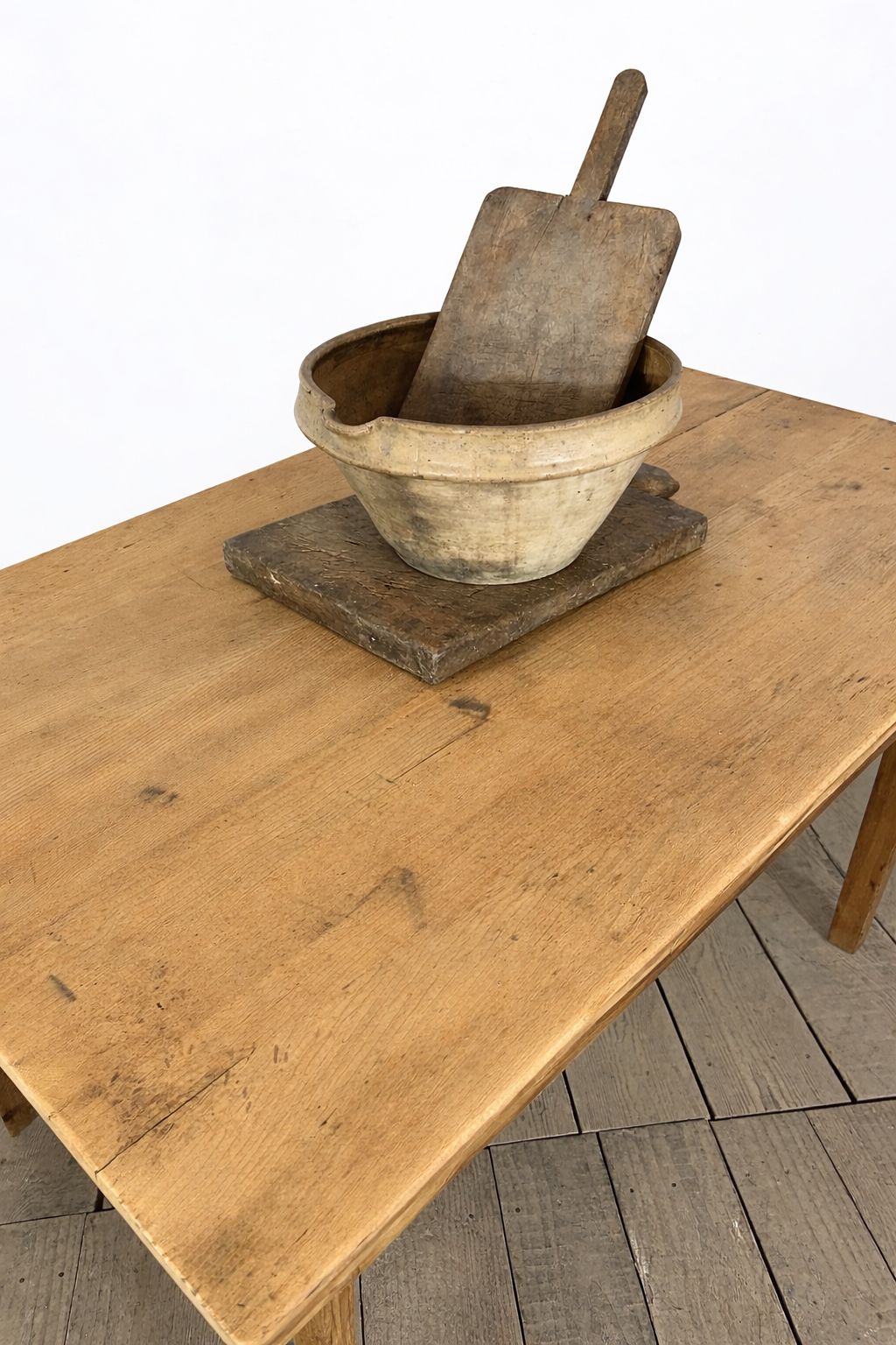 Antique Pine Country Farmhouse Kitchen Dining Table photo vinterior