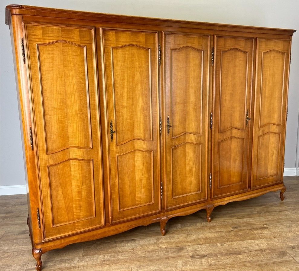 Wardrobe Vintage French Louis XVI Style Five Door Carved Armoire Lot 4985