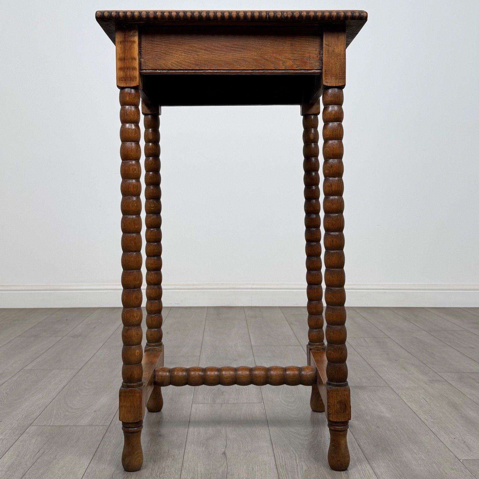 Antique 20th Century Bobbin Turned Side Table In Oak ( Af 5518 )