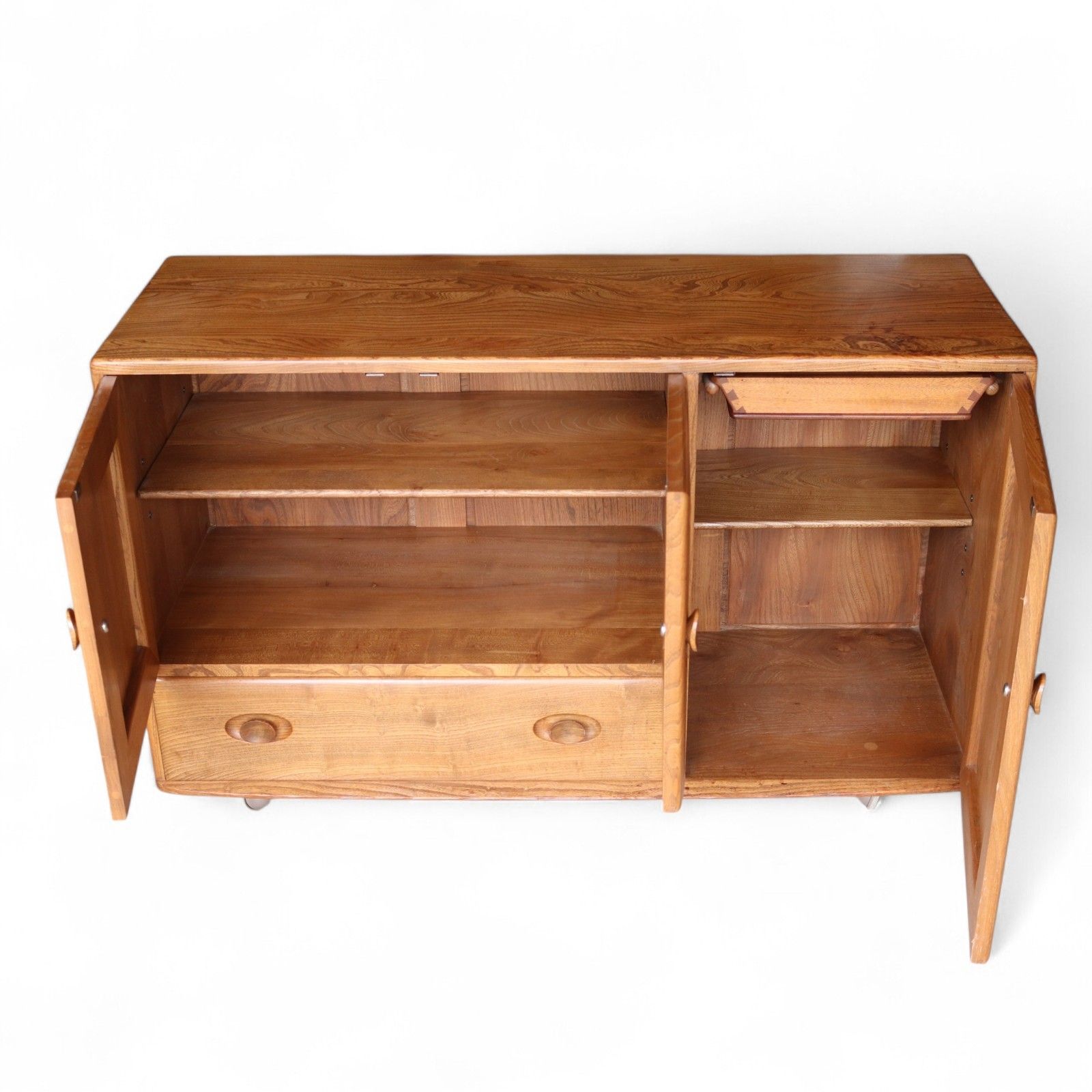 photo vinterior Vintage Ercol 467 Windsor Sideboard Blonde Elm Blue Label Mcm 1960s