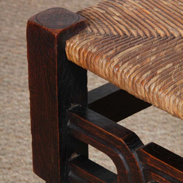 photo furniture Set Of 4 Solid Wood Straw Seated Chairs, French Work, 1940