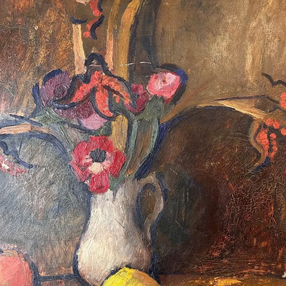 Slade School Floral & Fruit Still Life Painting photo furniture