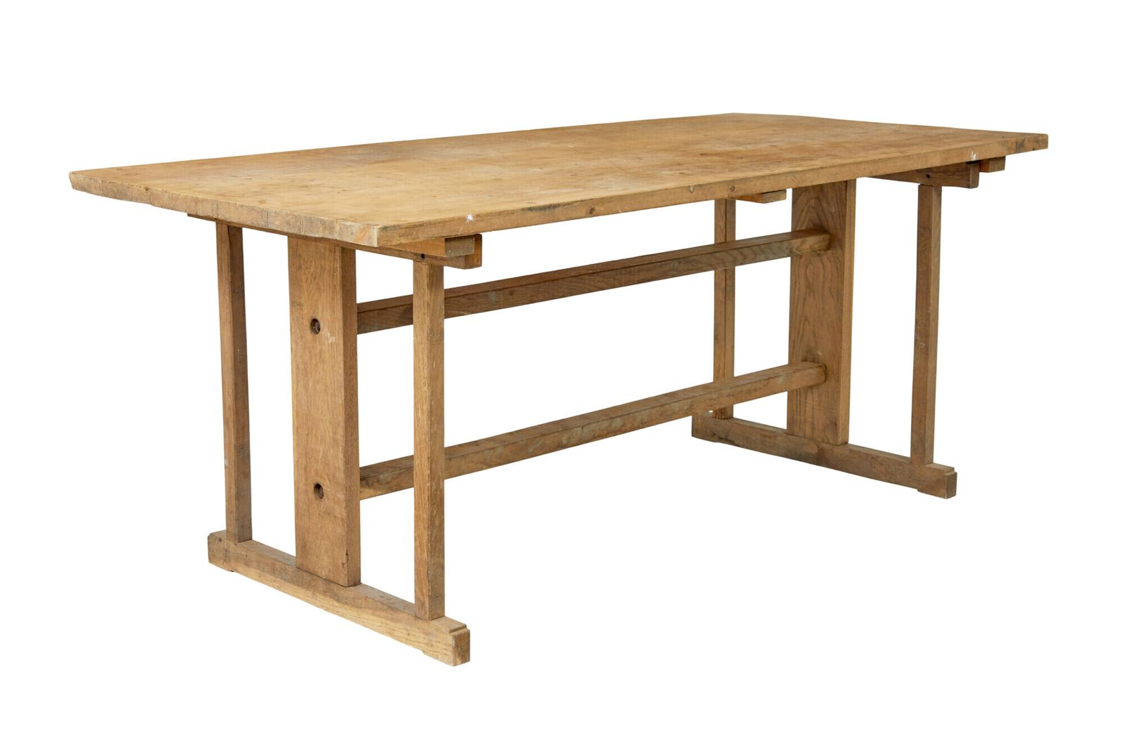 19th Century Swedish Oak And Pine Trestle Table