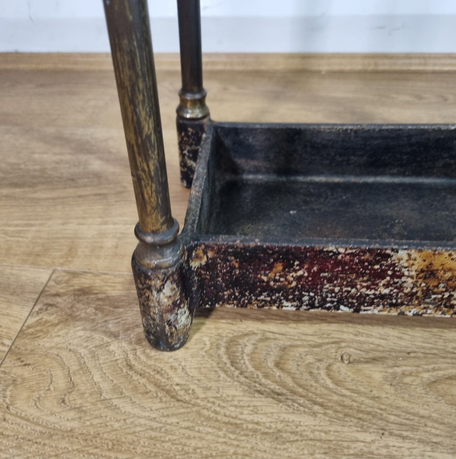 photo furniture Antique Victorian Tarnished Brass Cast Iron Stick Umbrella Stand 6 Division