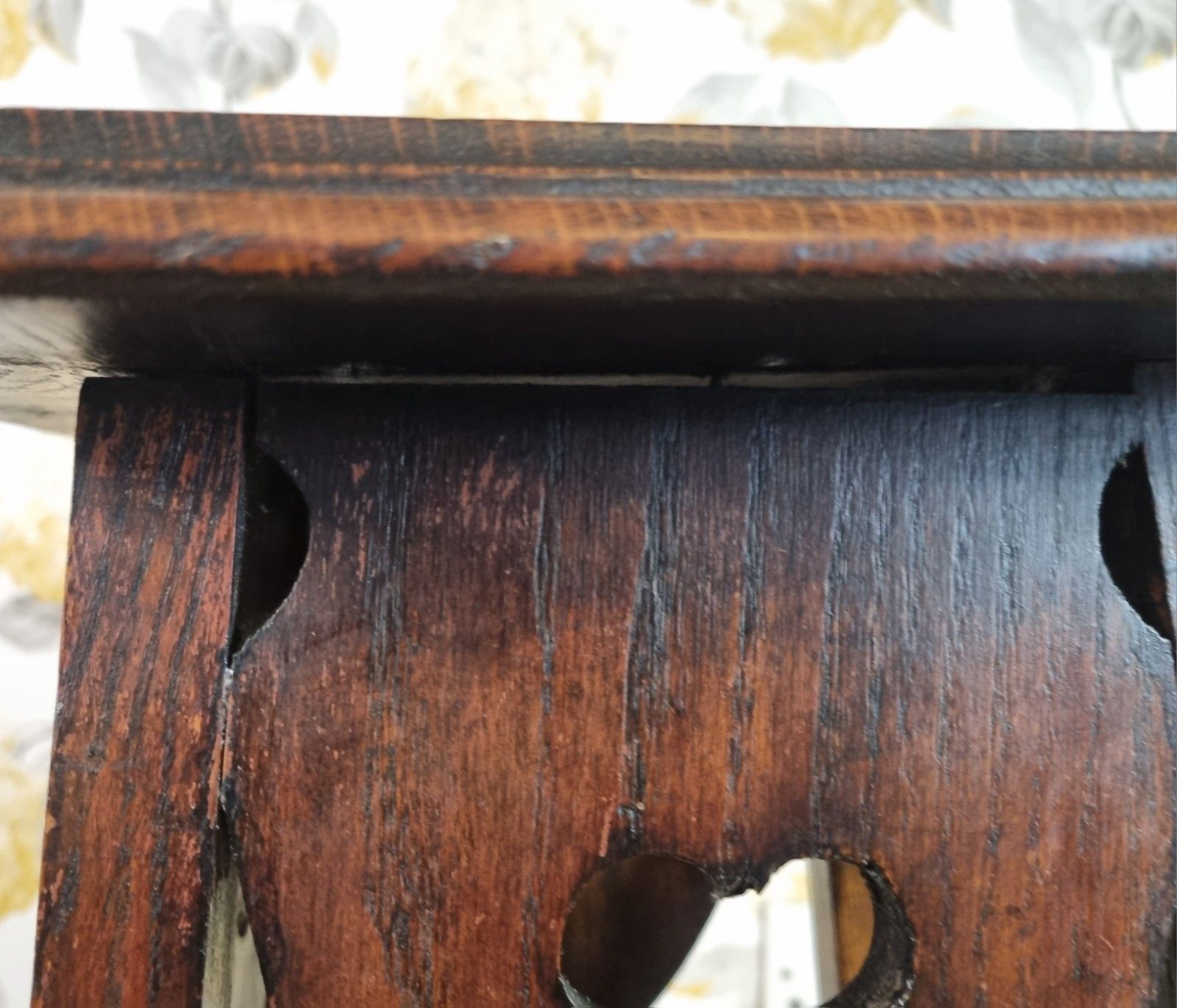photo for sale Antique Oak Arts And Crafts Plant Stand Torchere Dark Patina Lamp Side Table